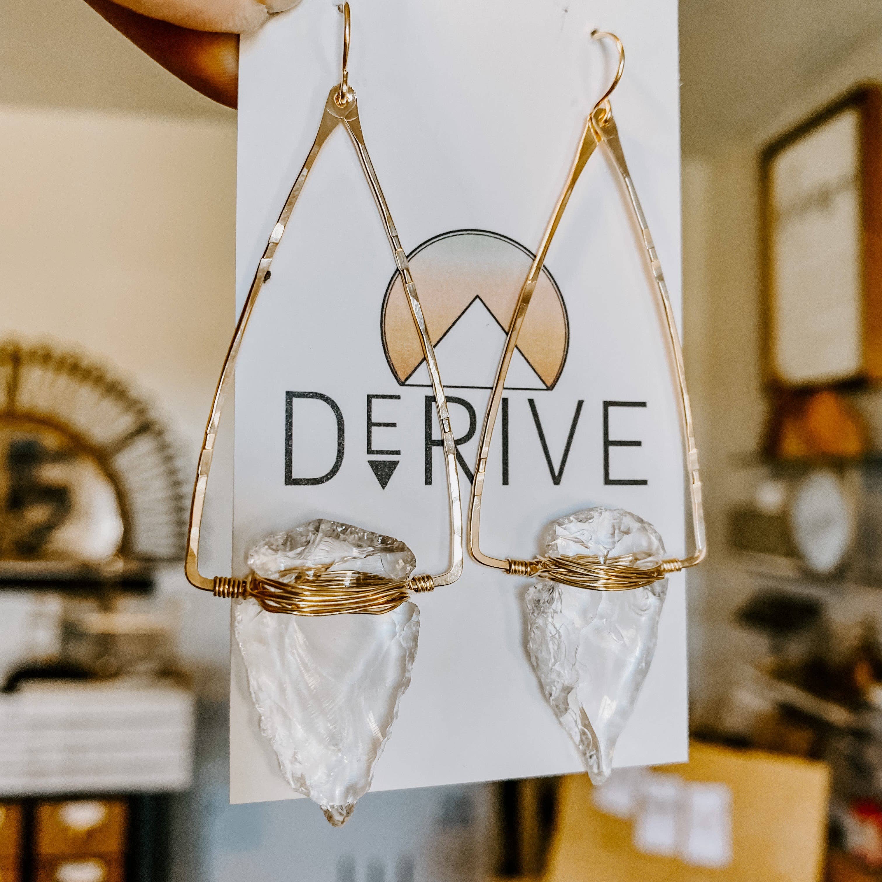 Nala Quartz Crystal Arrowhead Earrings: Sterling Silver