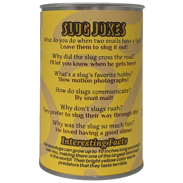 Slick the Canned Banana Slug Stuffed Plush w/Funny Jokes: Pop Top Lid