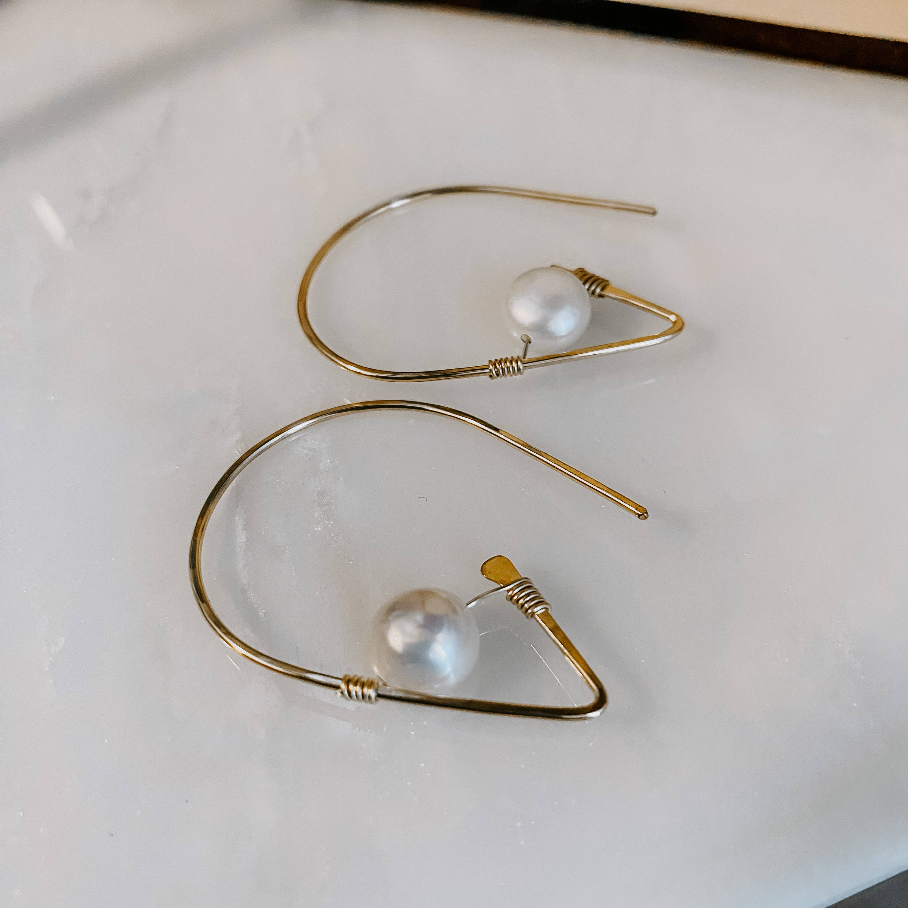 Entranced Pearl Threader Earrings: 14k Gold Fill