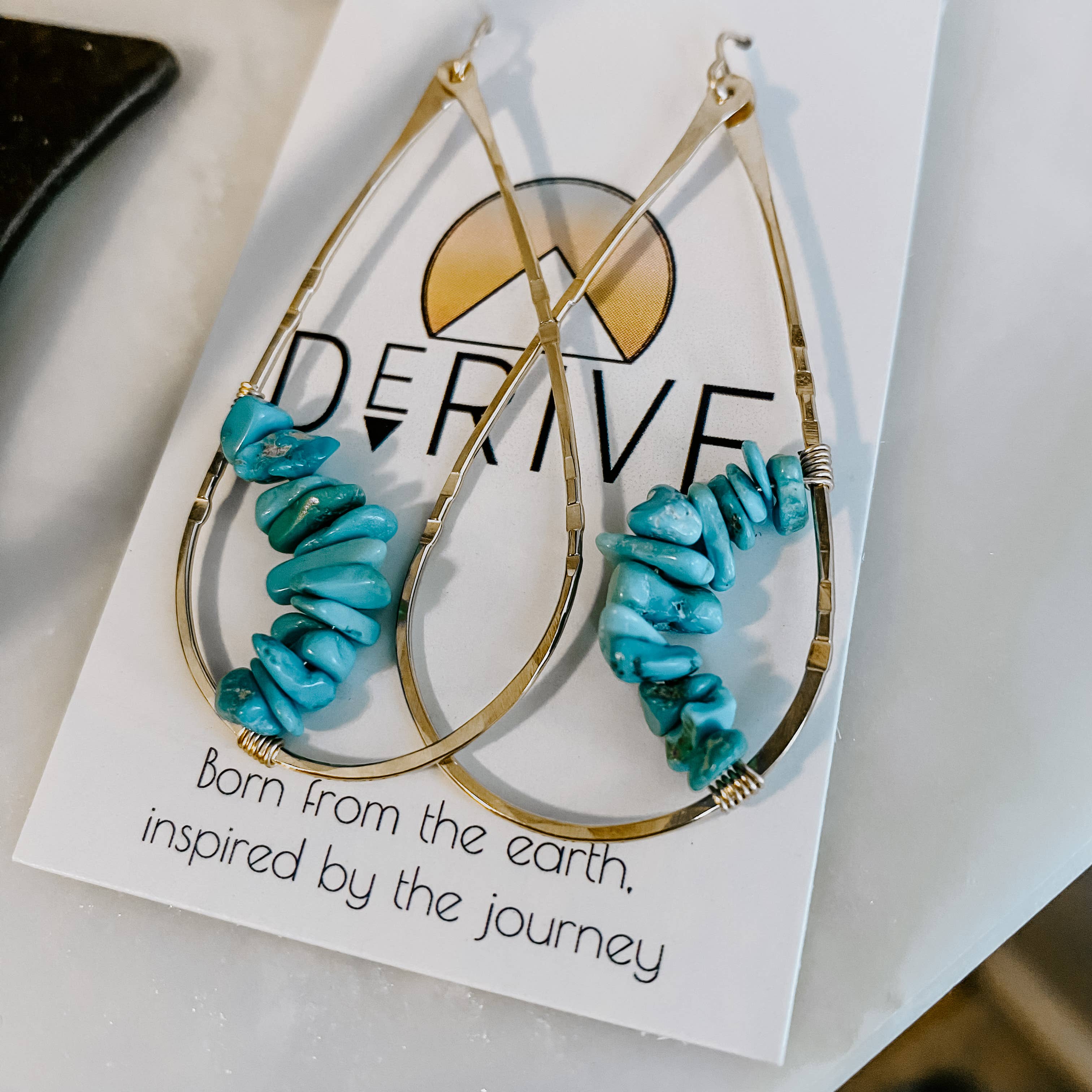 Kingman Turquoise Teardrop Earrings: 14k Gold Fill