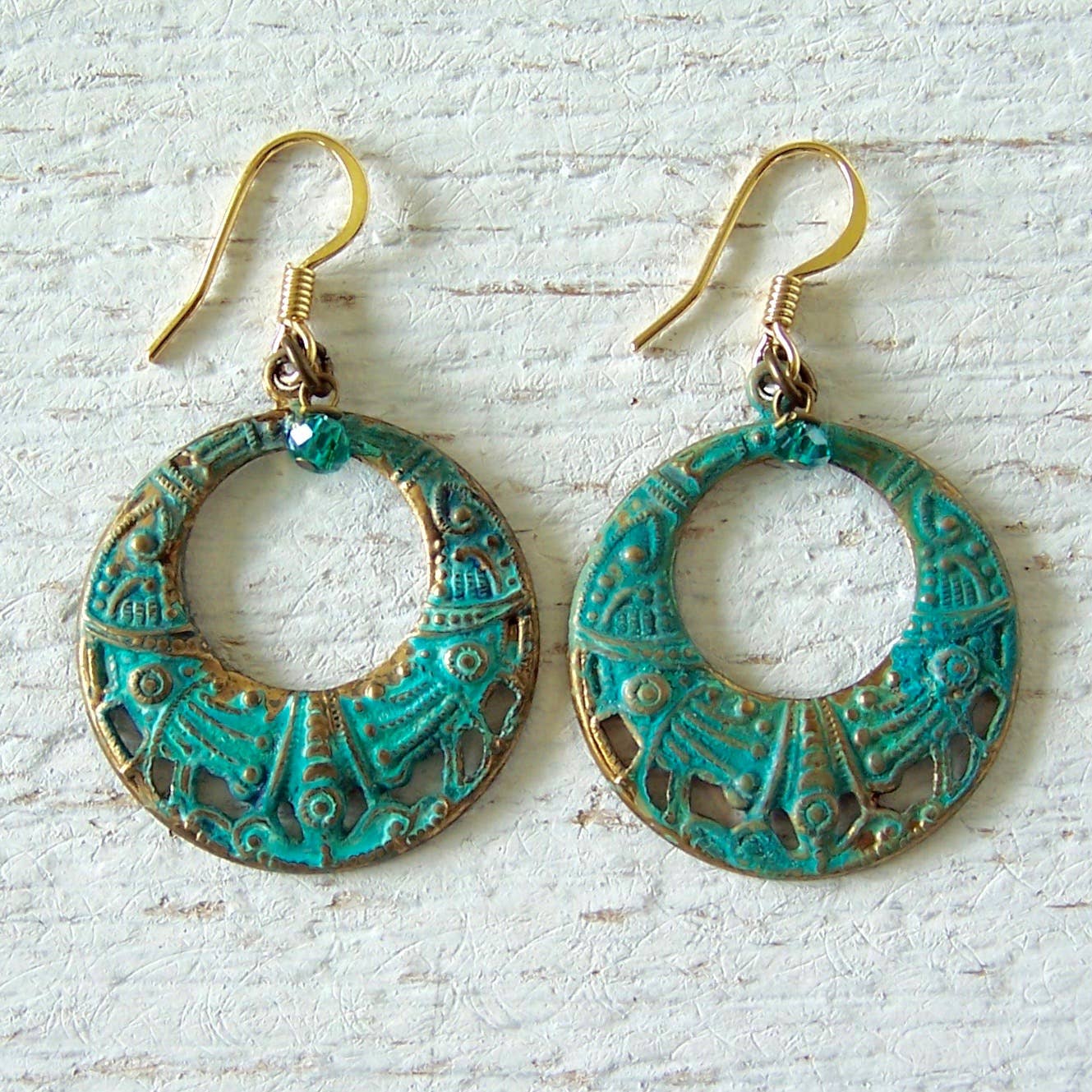 Hippie Chic Brass Hoop Earrings: Hippie Chic Patina