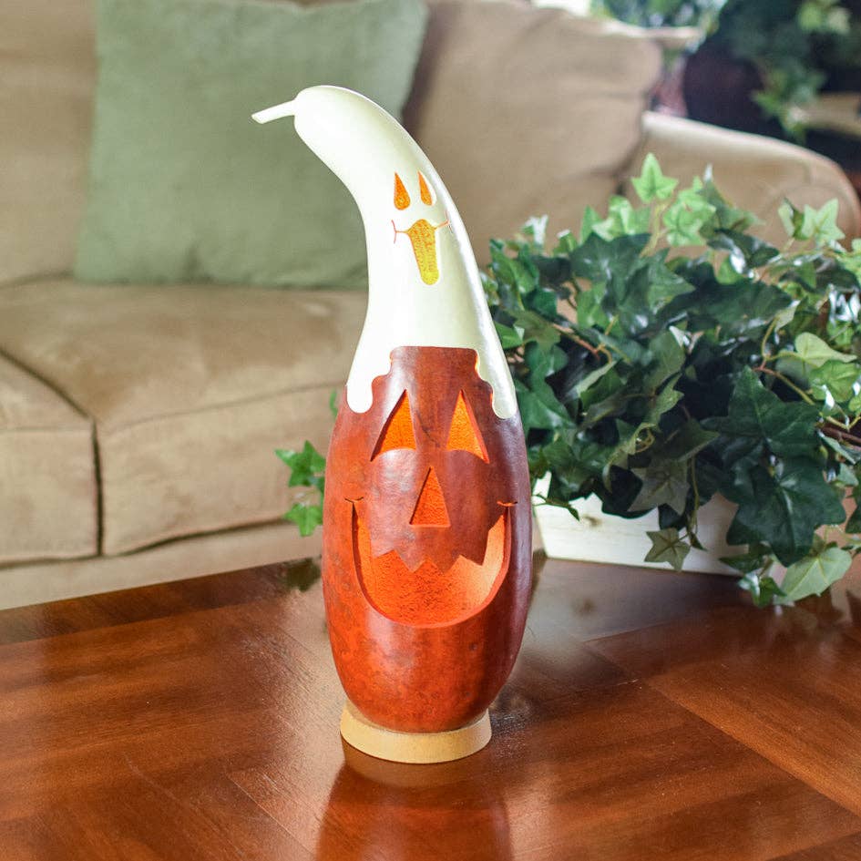 Hand-Crafted Gourd - Casper Jack Medium Tall Lit - Decor