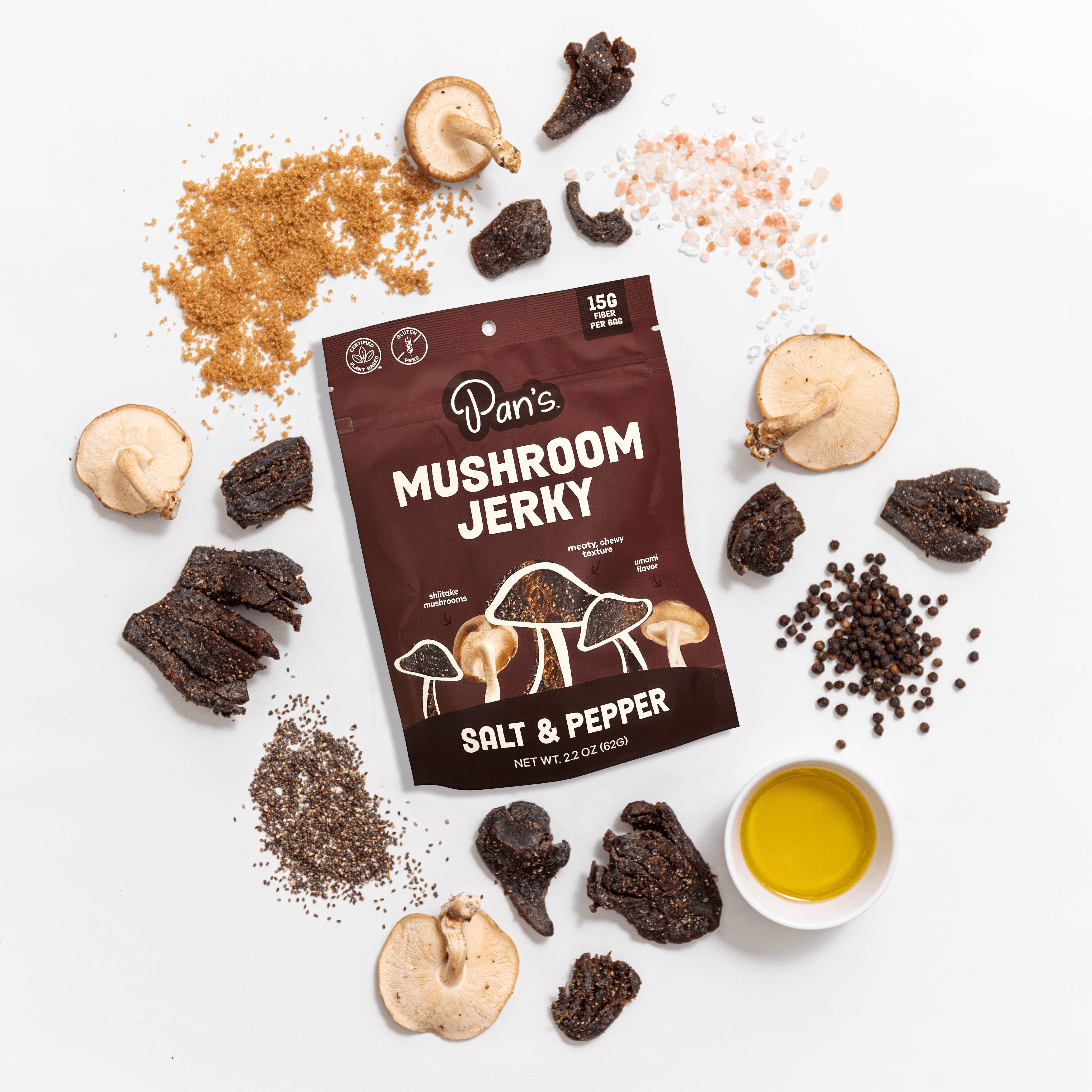 Pan's Mushroom Jerky - 2.2oz Salt & Pepper
