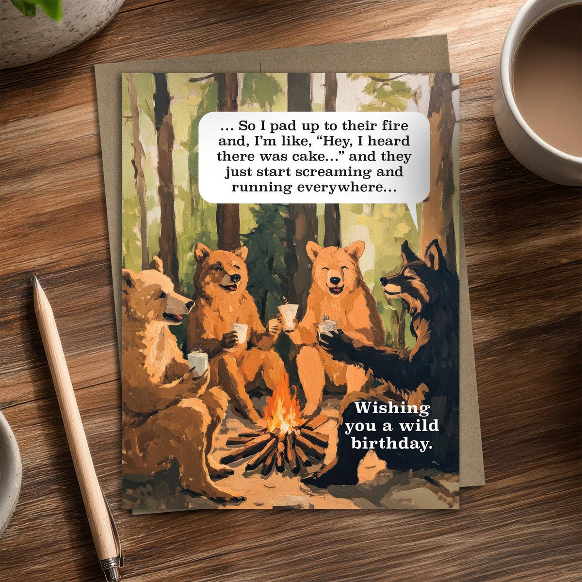 Campfire Bears - Recycled Birthday Card for Campers
