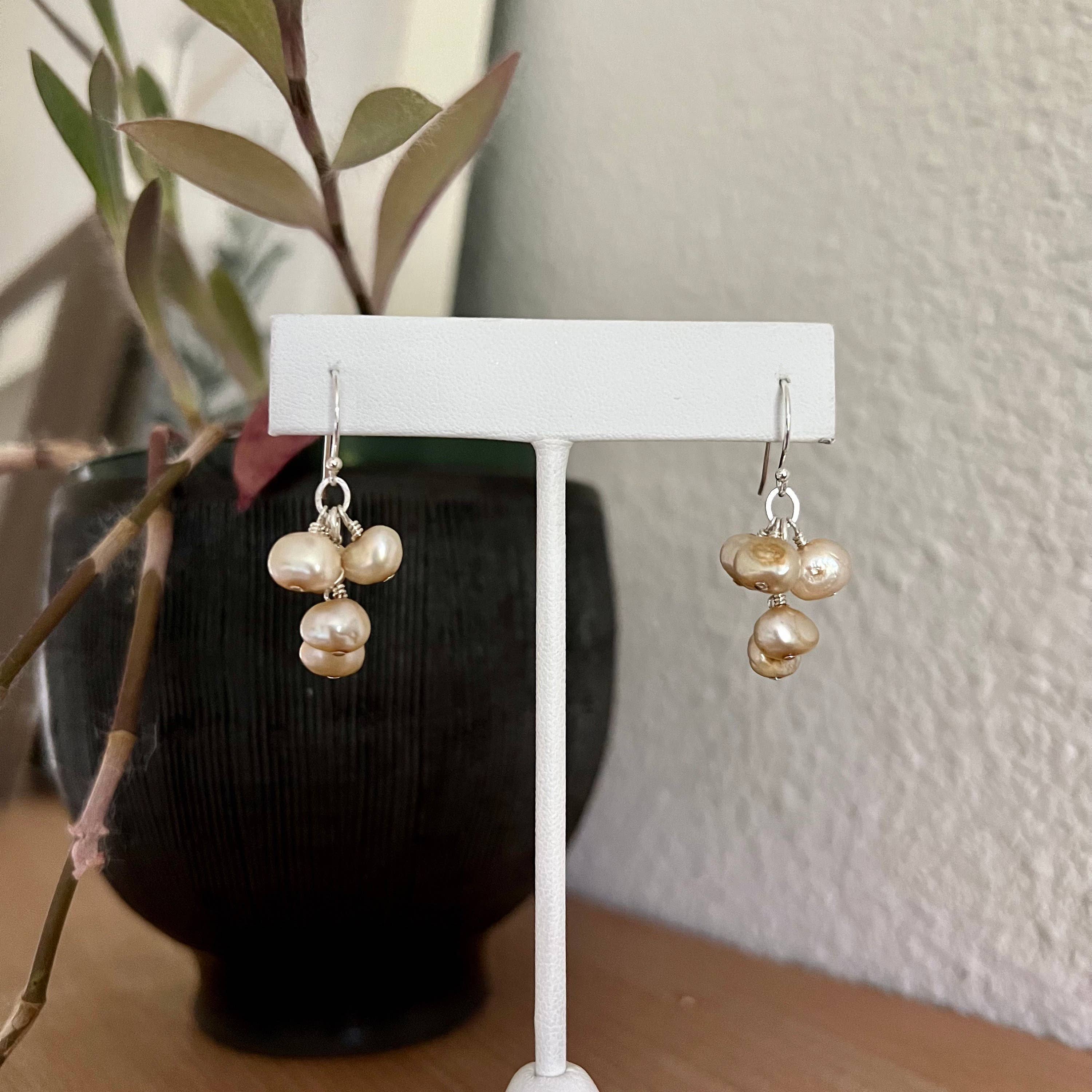 Pearl Necklace Freshwater Pearl Bridal Necklace Set: 14k Gold / 16