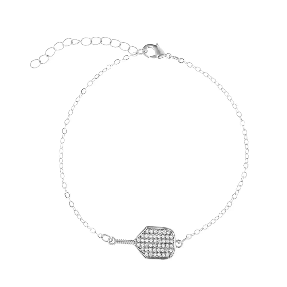 Closed Paddle Rhinestone and 18K White Gold Plated Bracelet