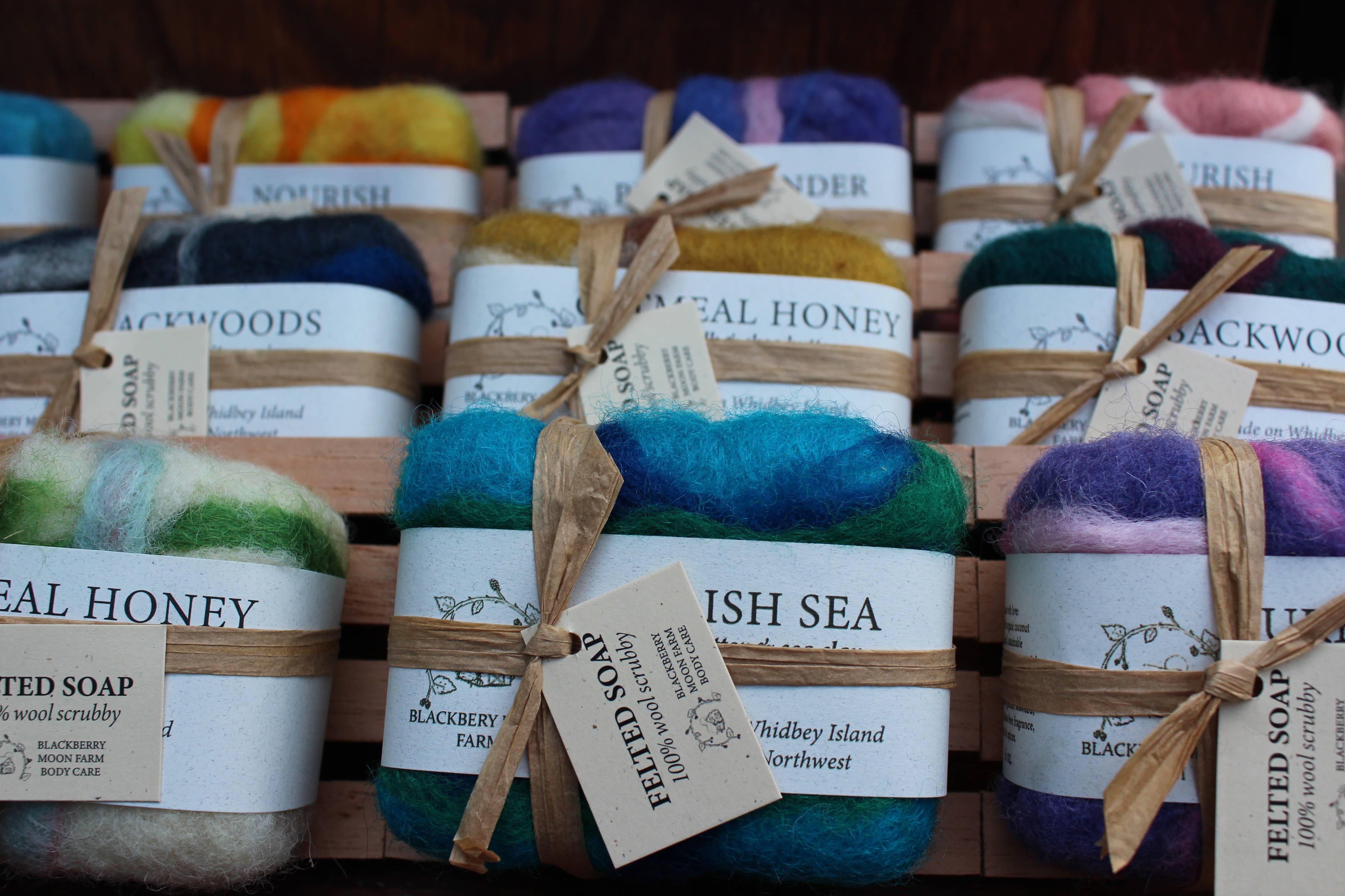 Felted Soap Set with Dish: Oatmeal Honey