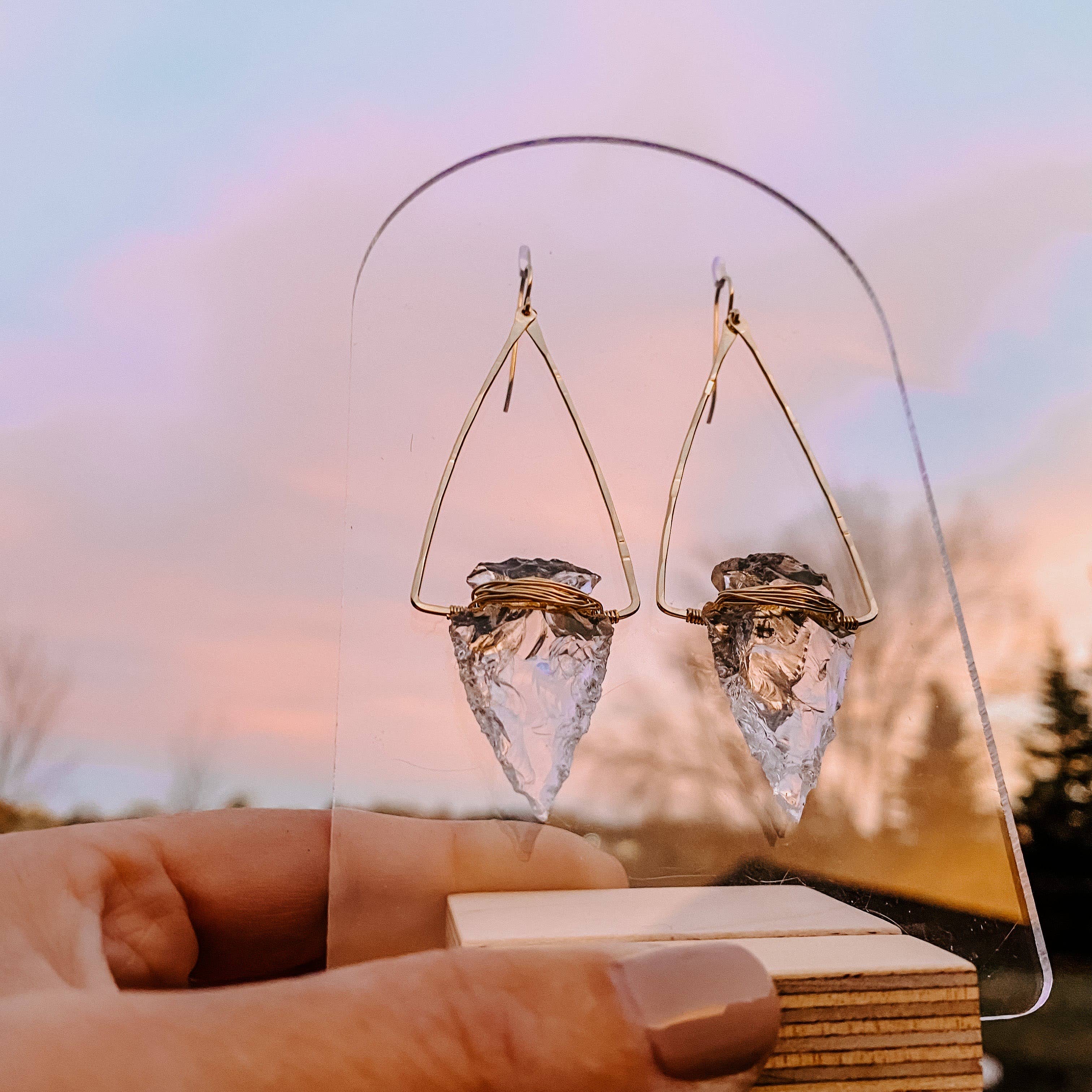 Nala Quartz Crystal Arrowhead Earrings: Sterling Silver