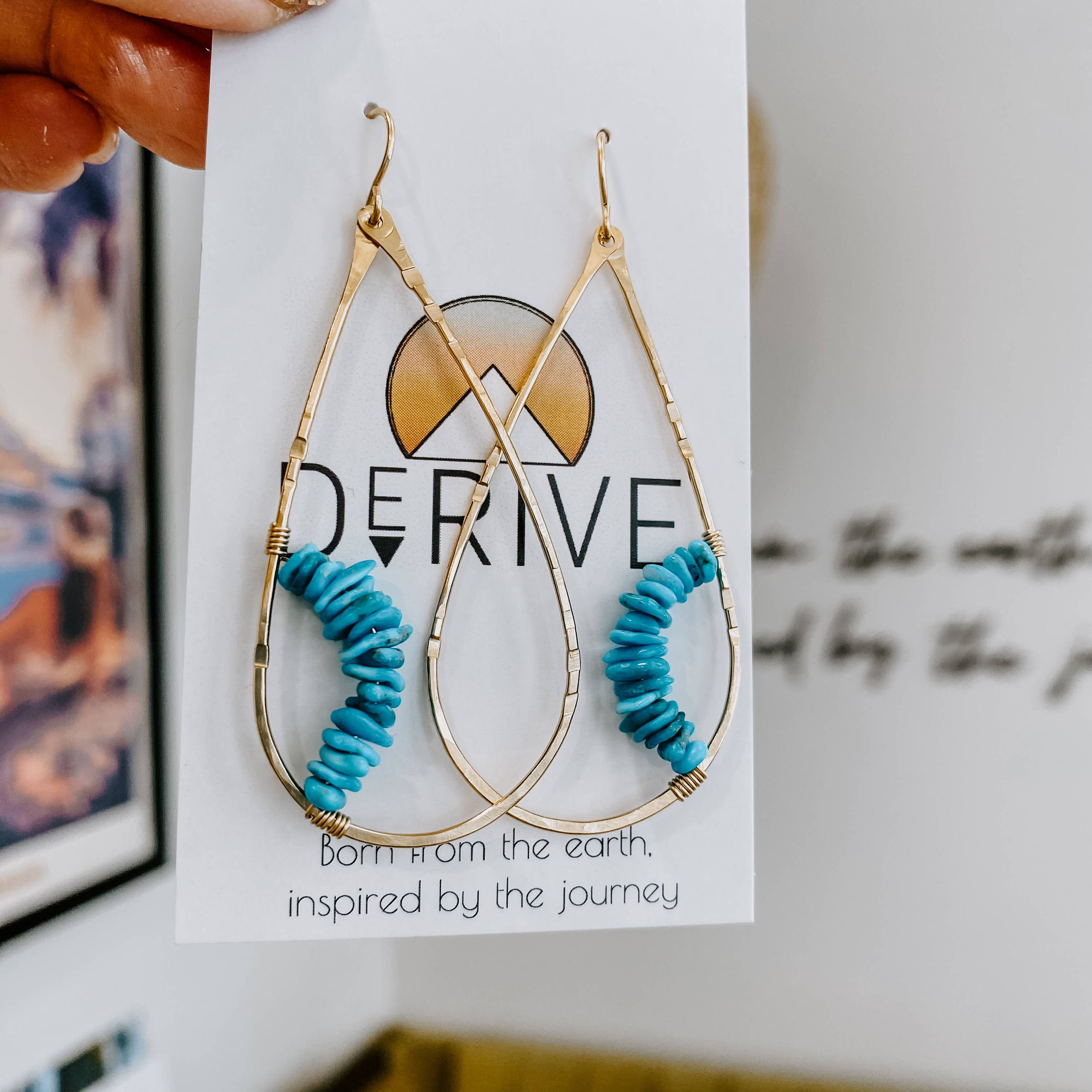 Kingman Turquoise Teardrop Earrings: 14k Gold Fill