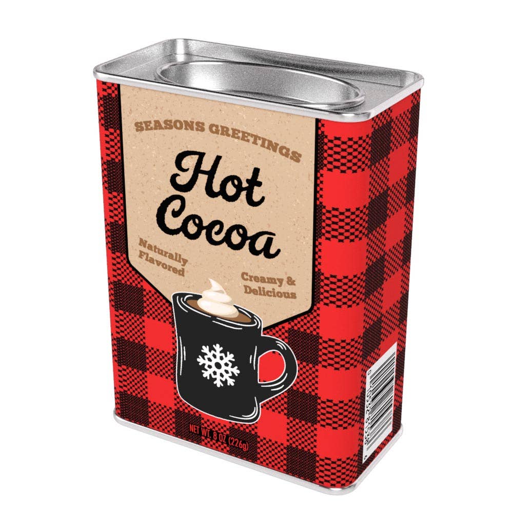 Season's Greetings Red Plaid Chocolate Hot Cocoa (8oz Tins)
