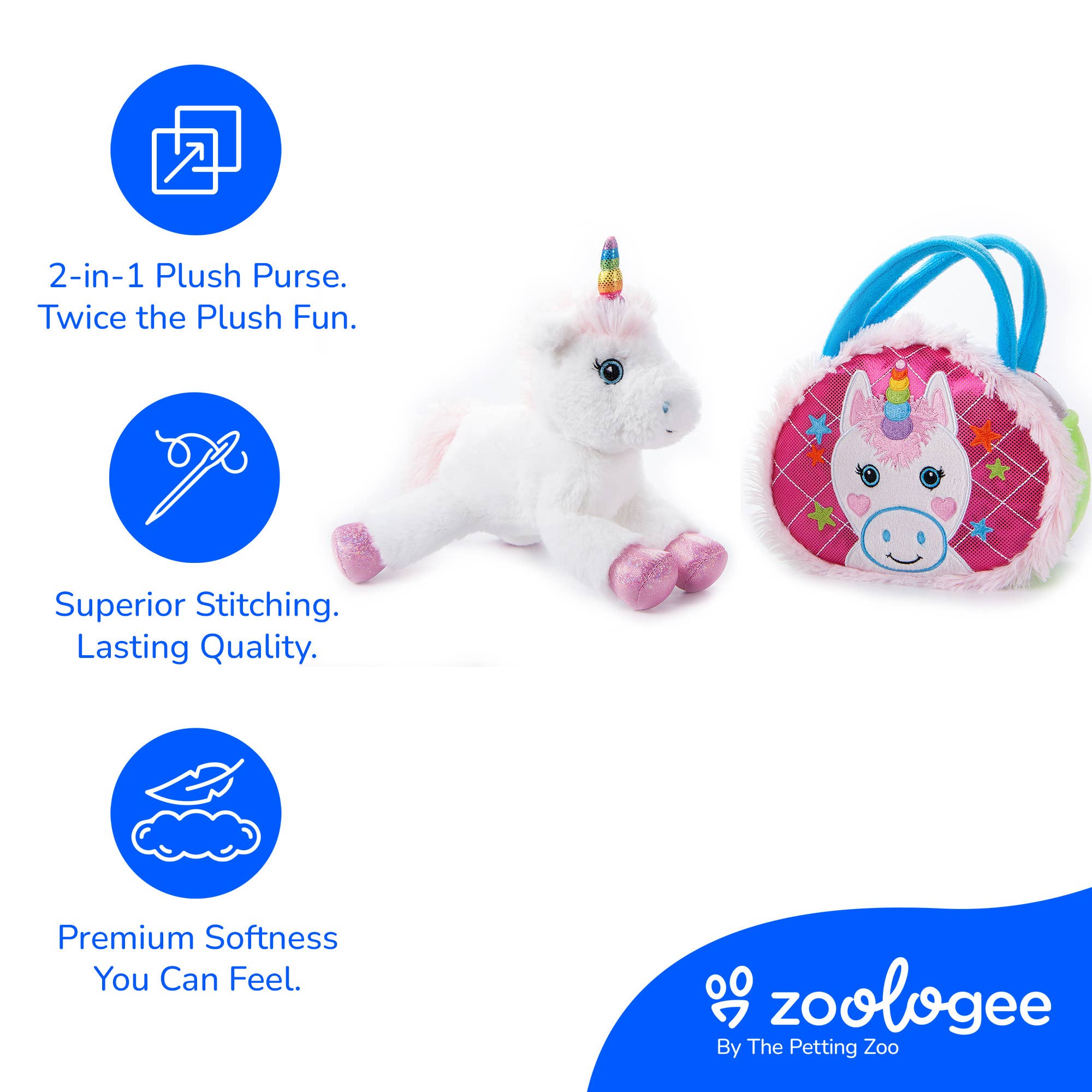 Plush Animal Set with Purse - Unicorn Mythical/Fantasy