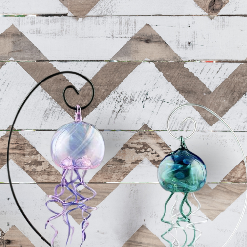 Hanging Jellyfish Glass Figurine in Purple