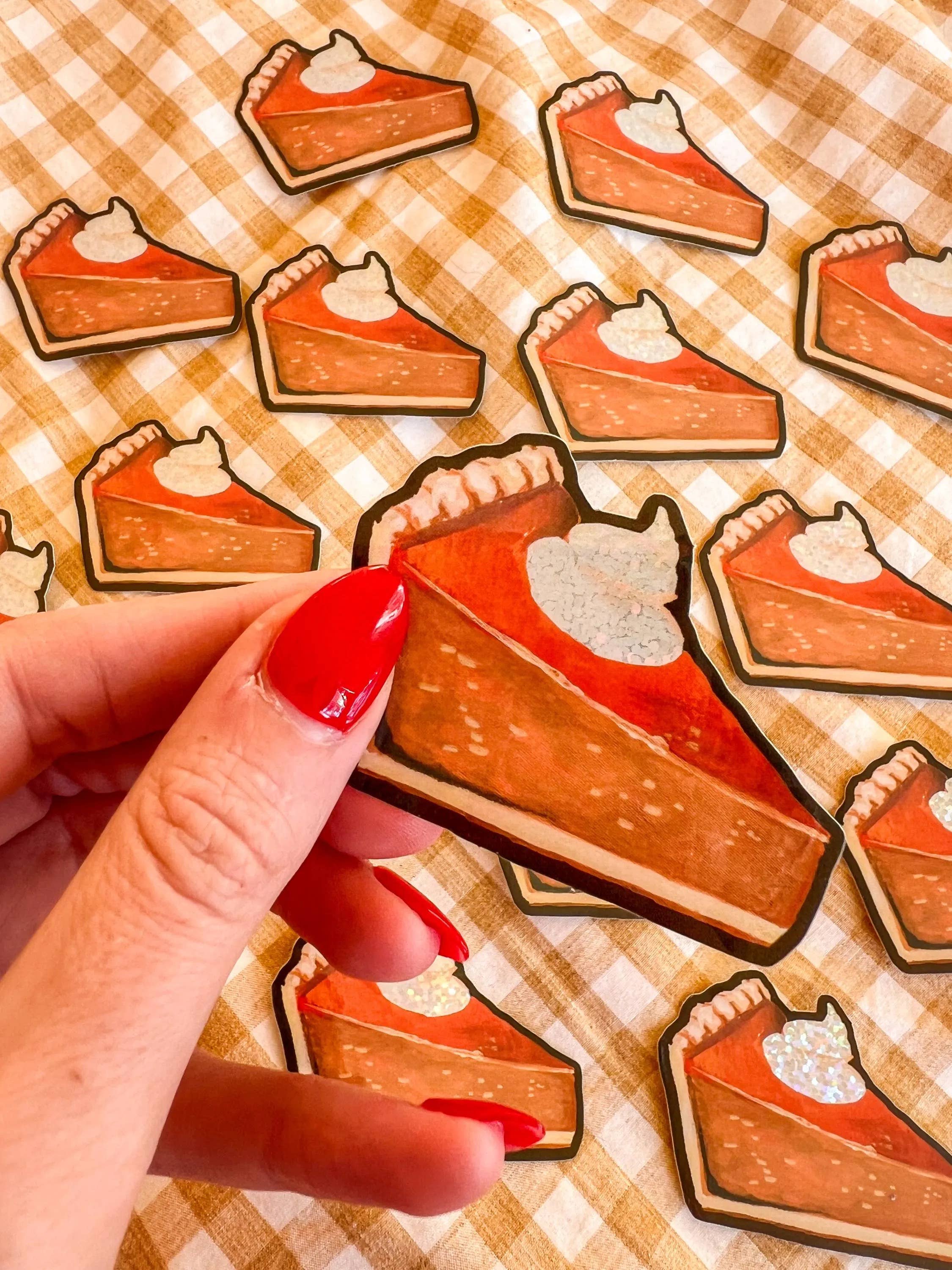 Pumpkin Pie Sticker with Glitter Whip