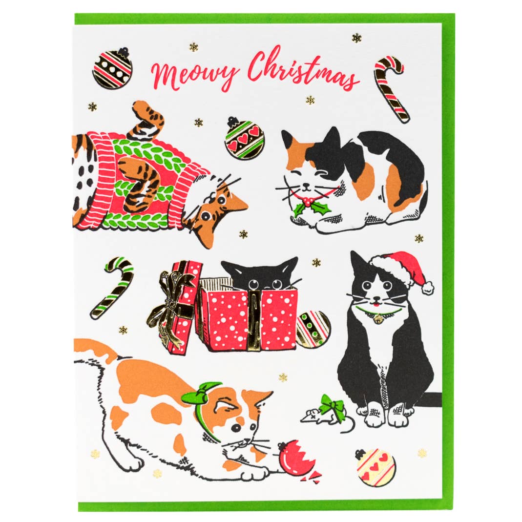 Meowy Christmas Cat Card: Single Card