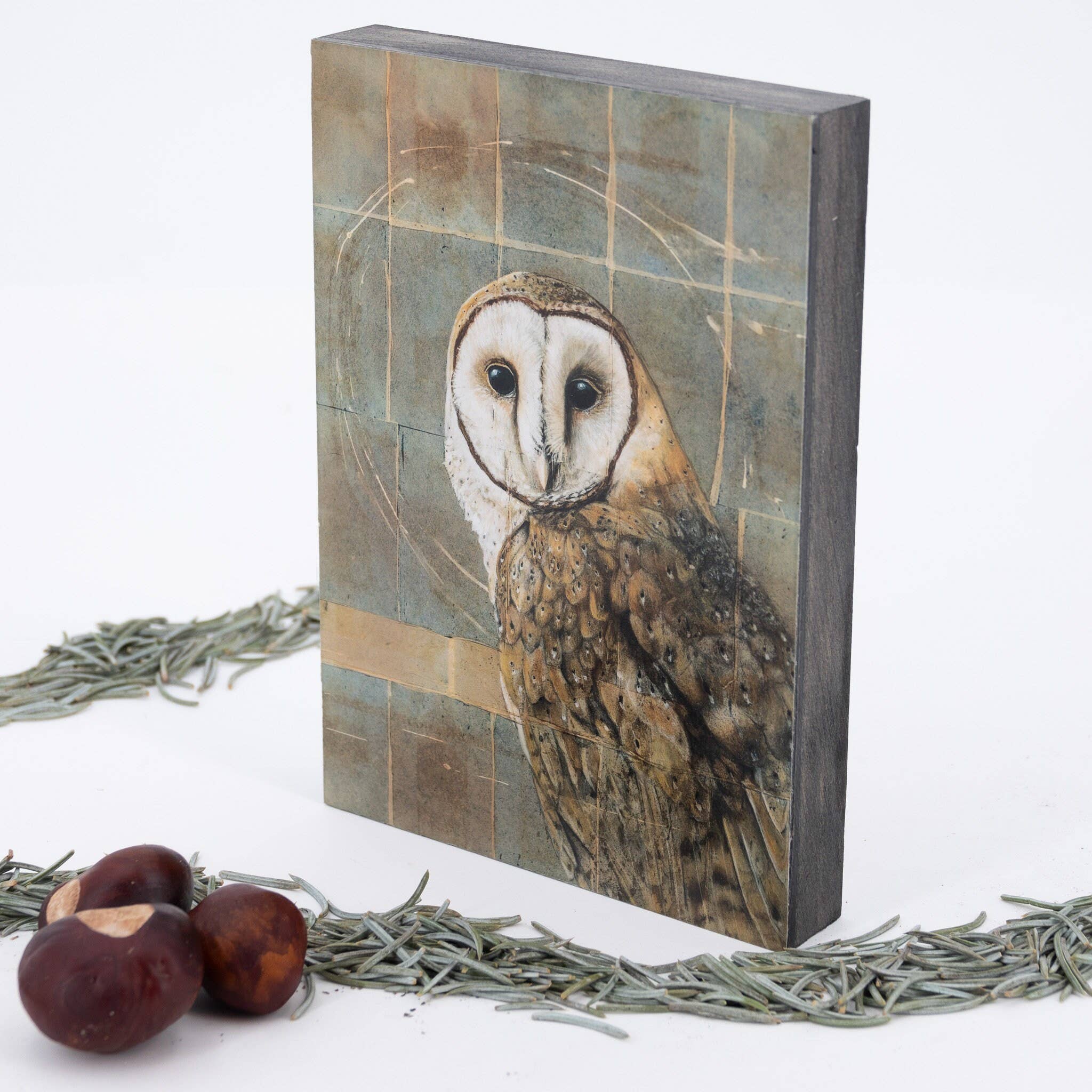 Barn Owl Wood Panel Giclée Print