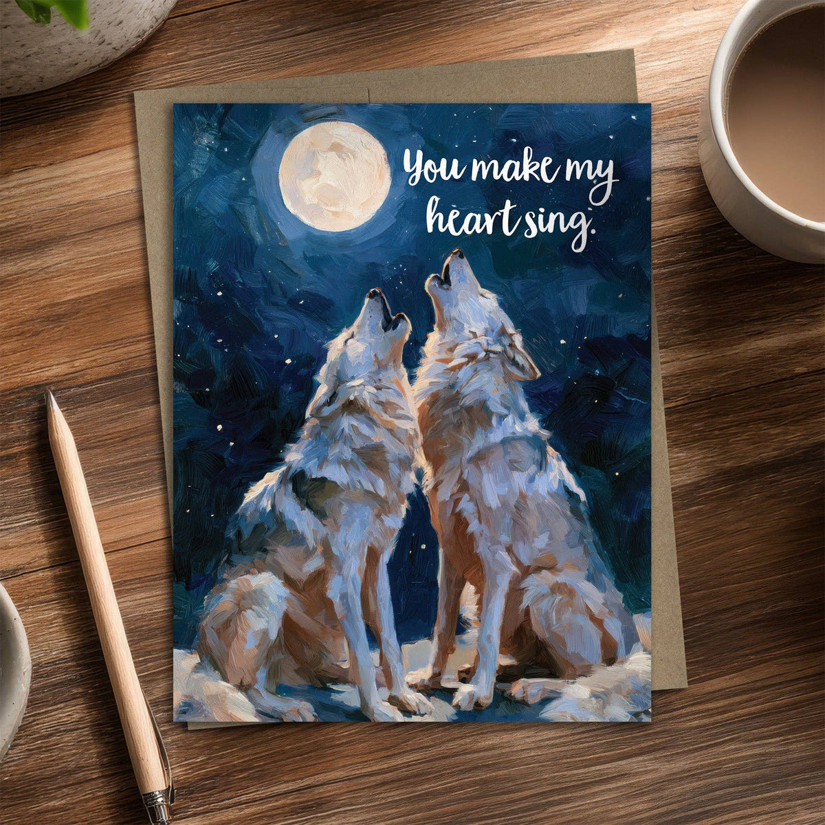 Heart Song Wolves - Recycled Love Card for Wildlife Lovers
