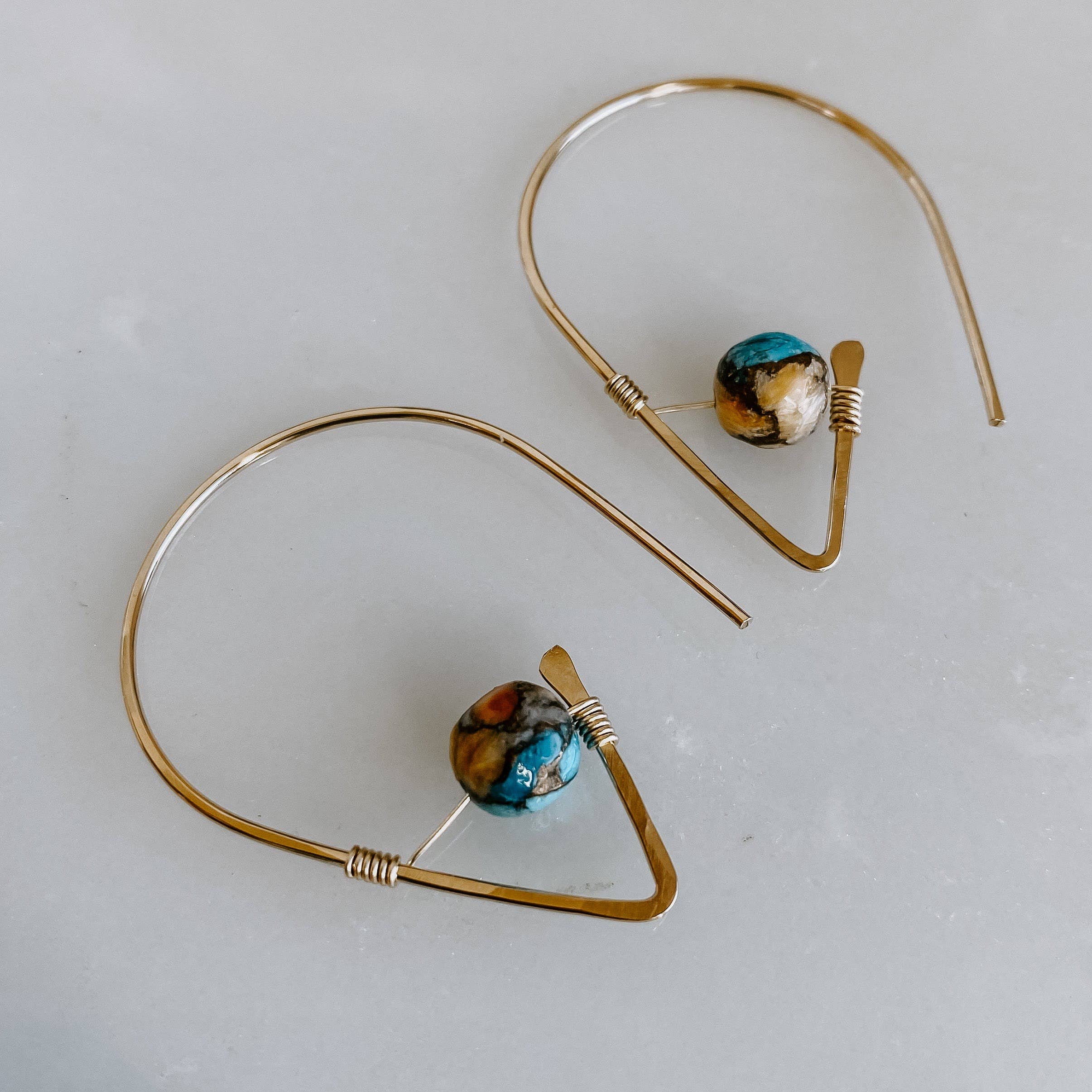Spiny Oyster Turquoise Threader Earrings