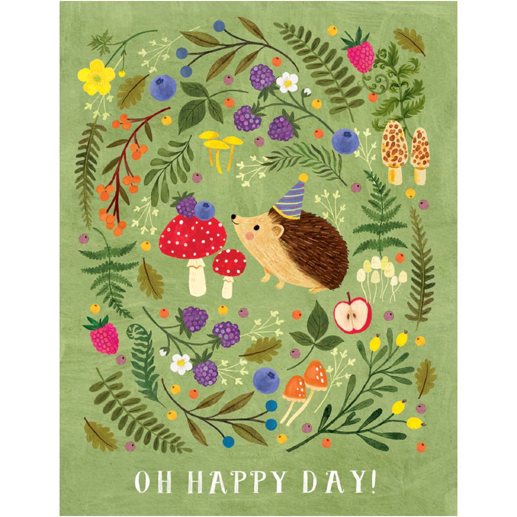 Party Hat Hedgehog Birthday Card: Card with Envelope
