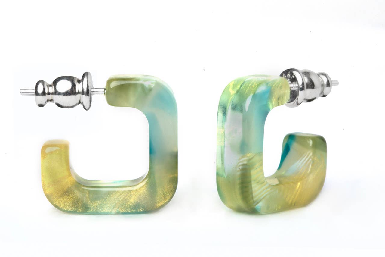 Mini Geo Hoops Collection: Jade