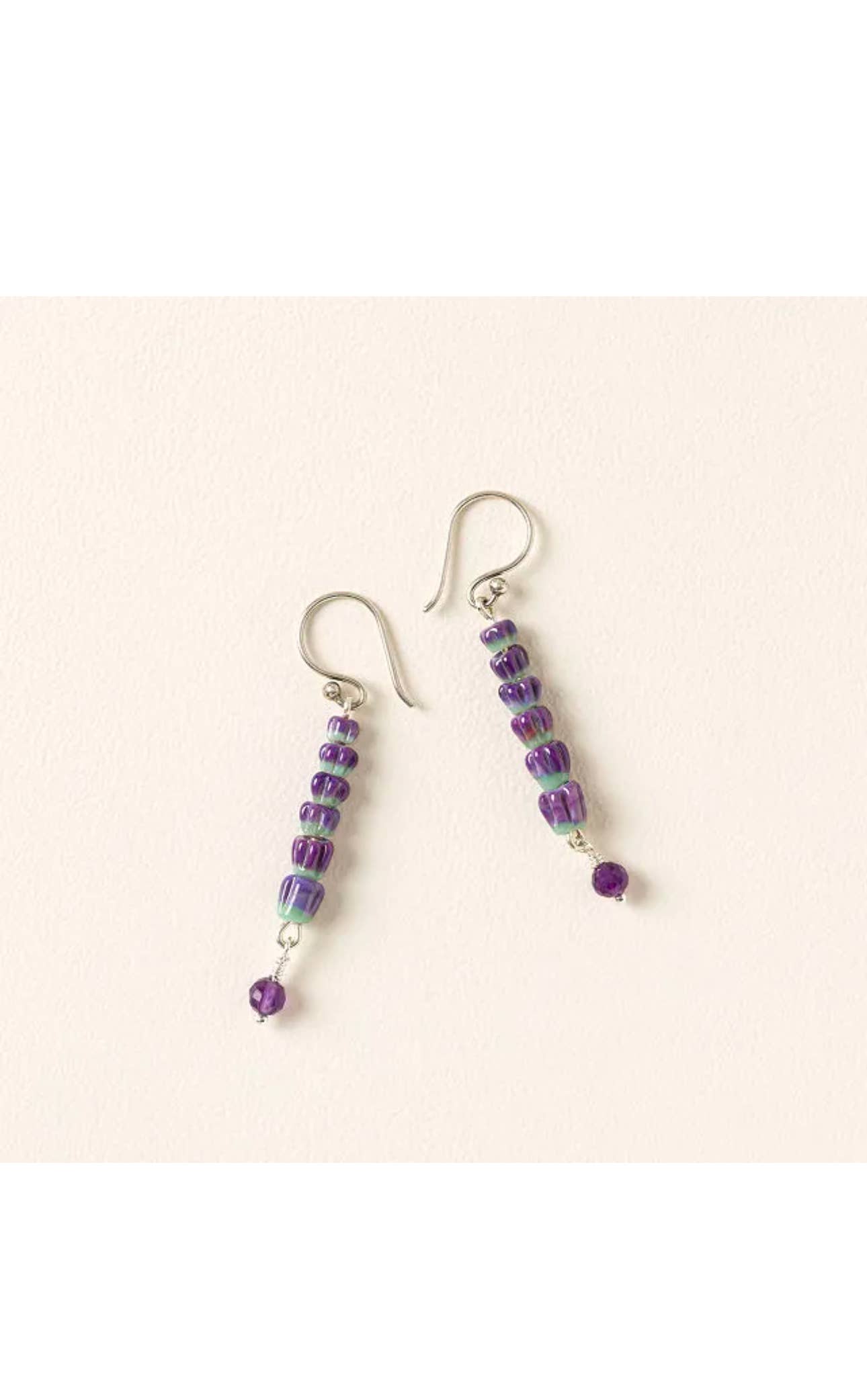 Lavender Glass Bead Earrrings