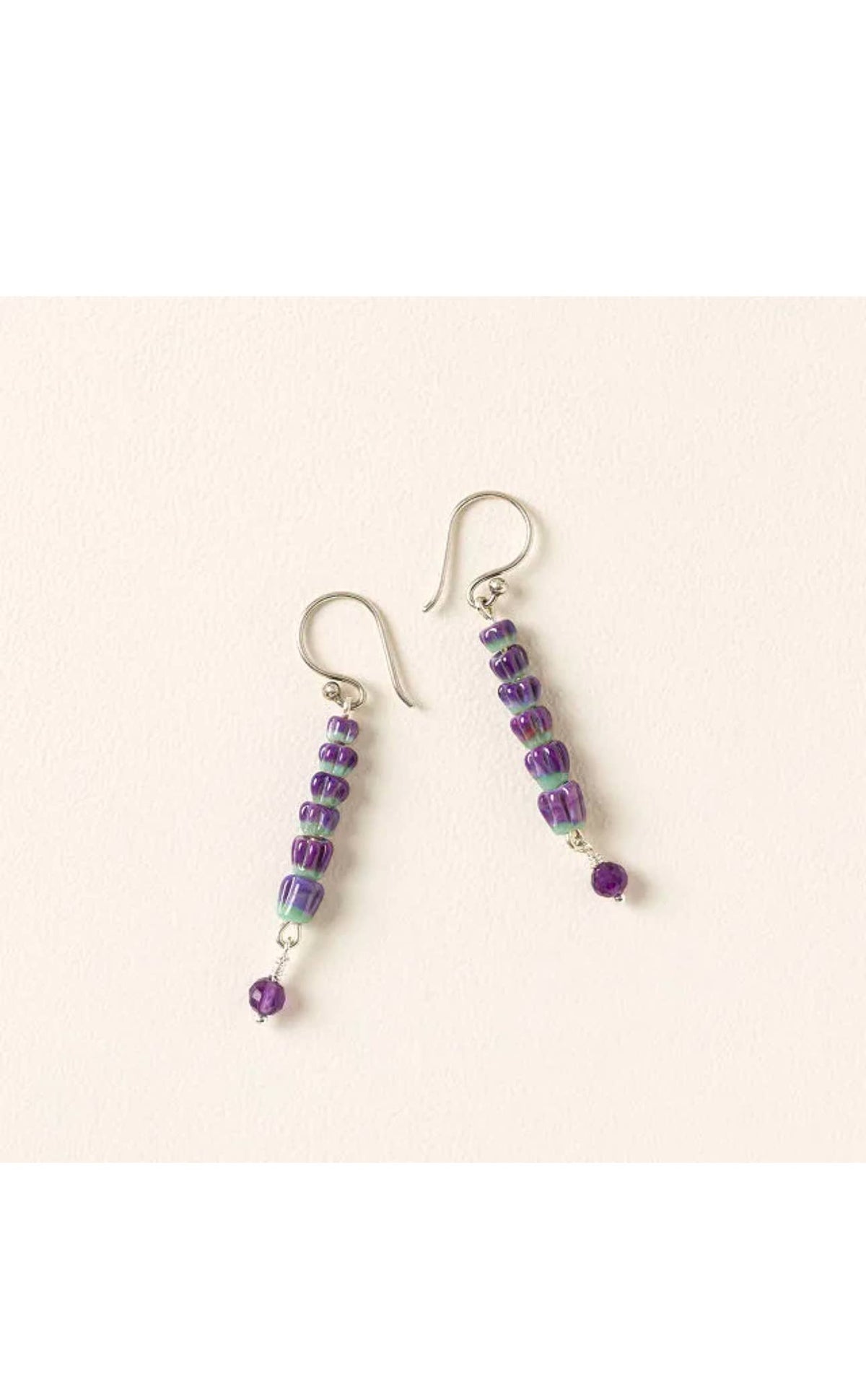 Lavender Glass Bead Earrrings