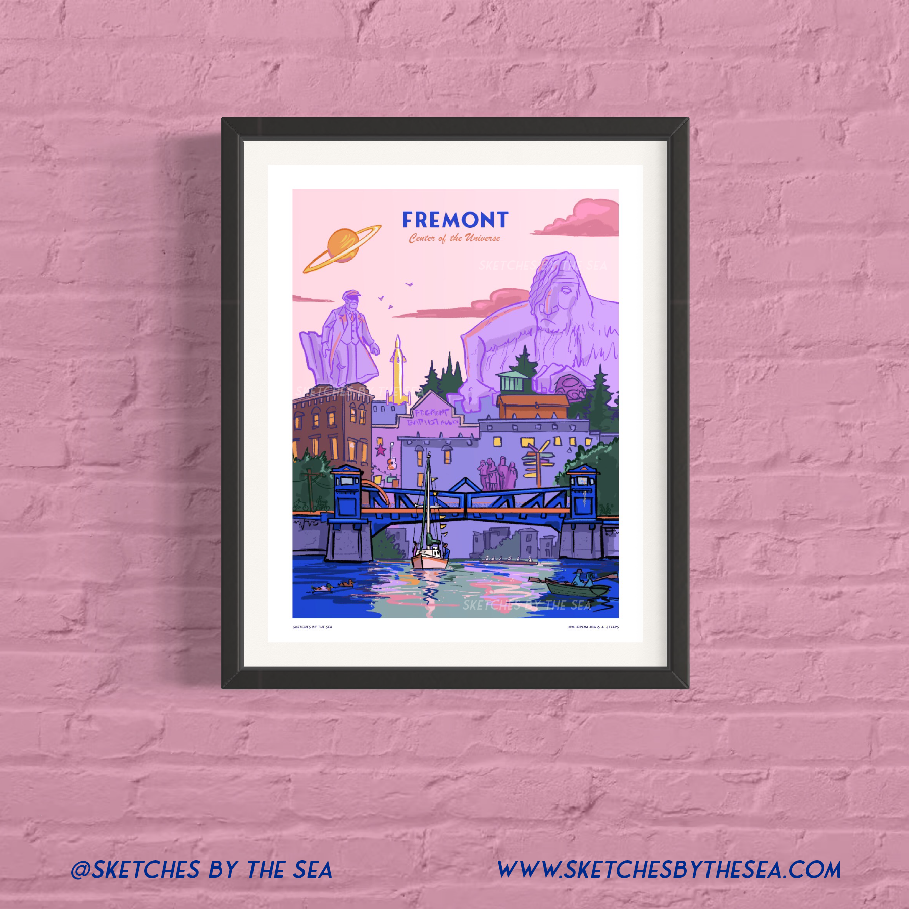 Fremont Seattle Retro Inspired Travel Poster: 8" x 10"'