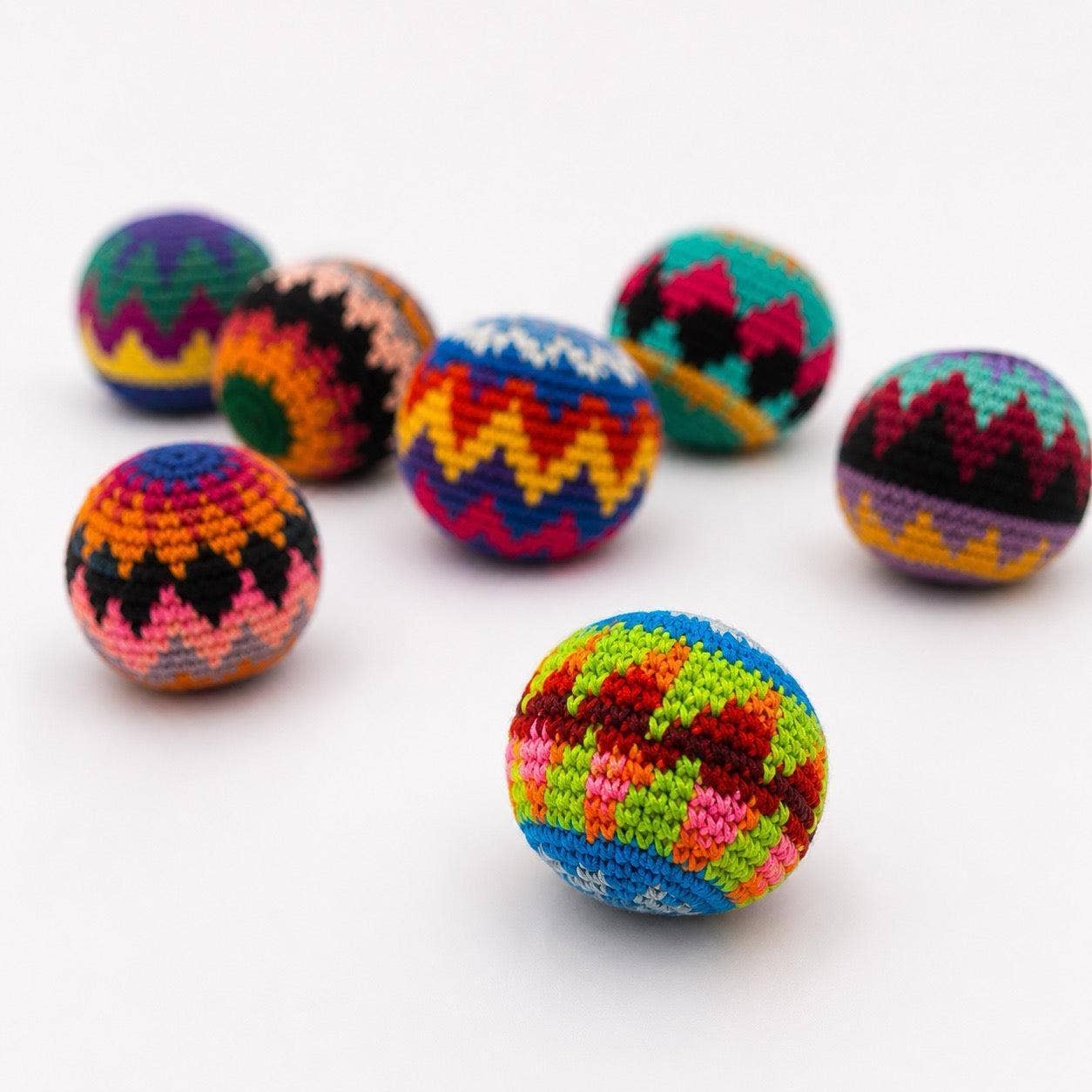 Knit Multicolor Footbag Stress Ball Bag Crochet Sack - Guatemala | Mexico: Assorted