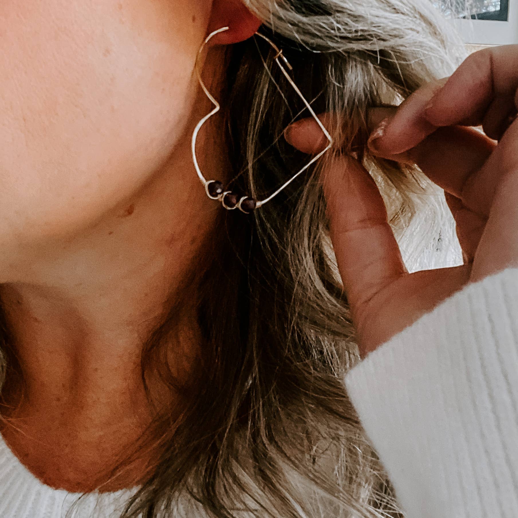 Large Heart Shaped Threaders with Garnets: 14k Gold Fill