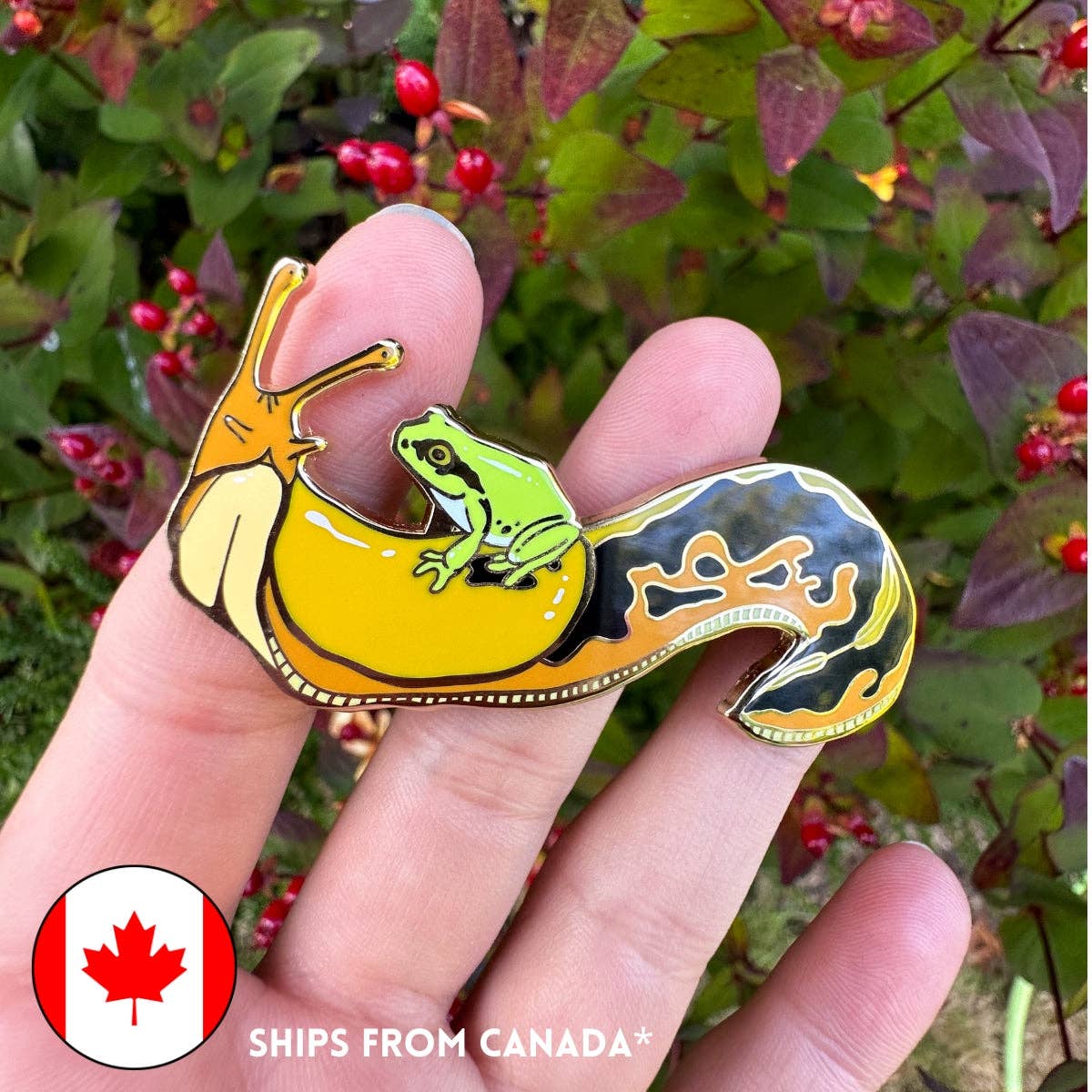 Pacific Banana Slug & Pacific Chorus Frog Enamel Pin