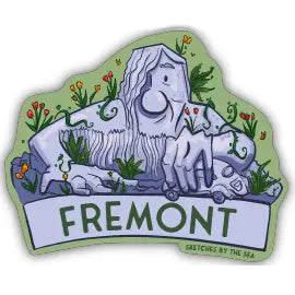 Fremont Troll Sticker Whimsical Illustration