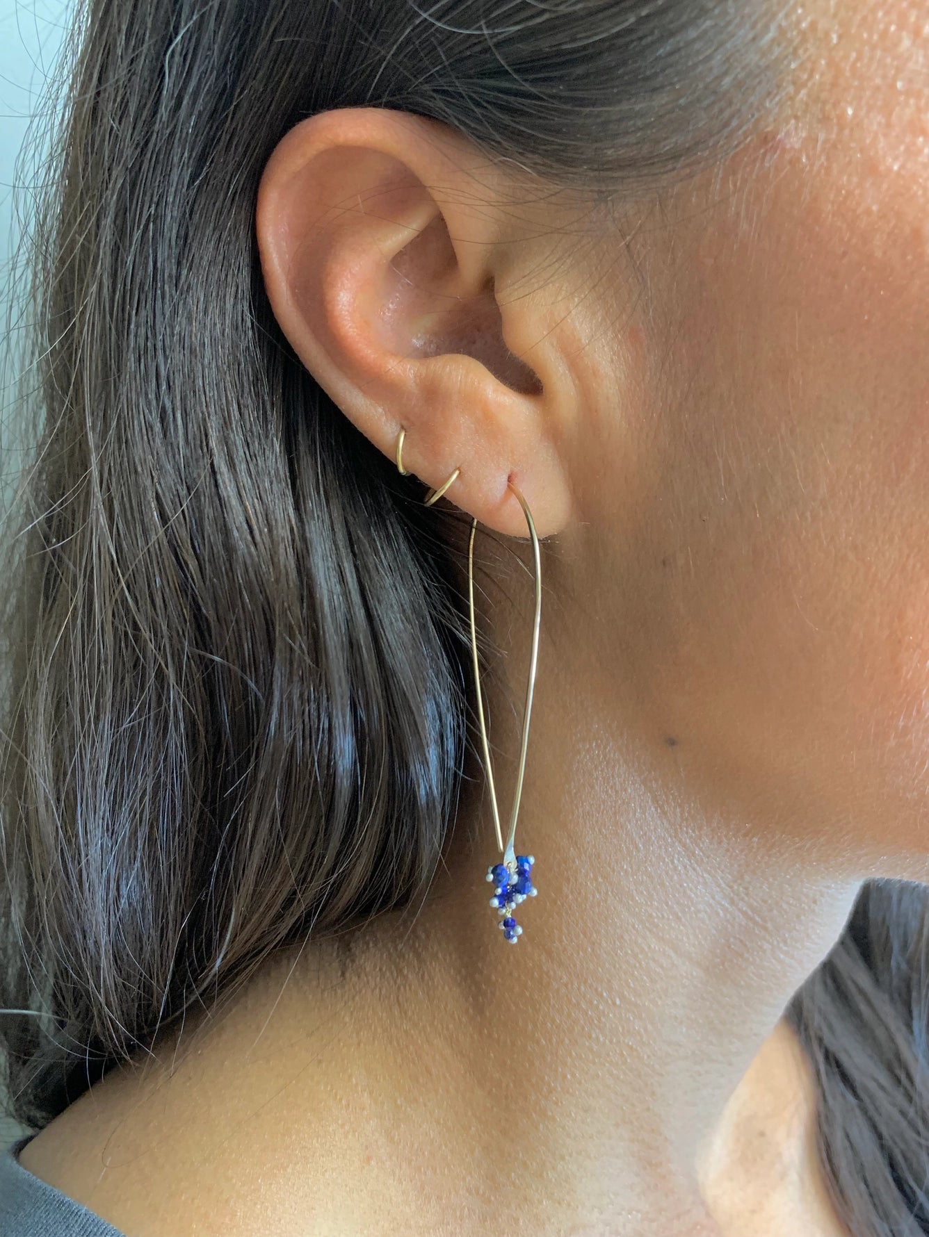 Lapis Lazuli Tear Hoop Earrings