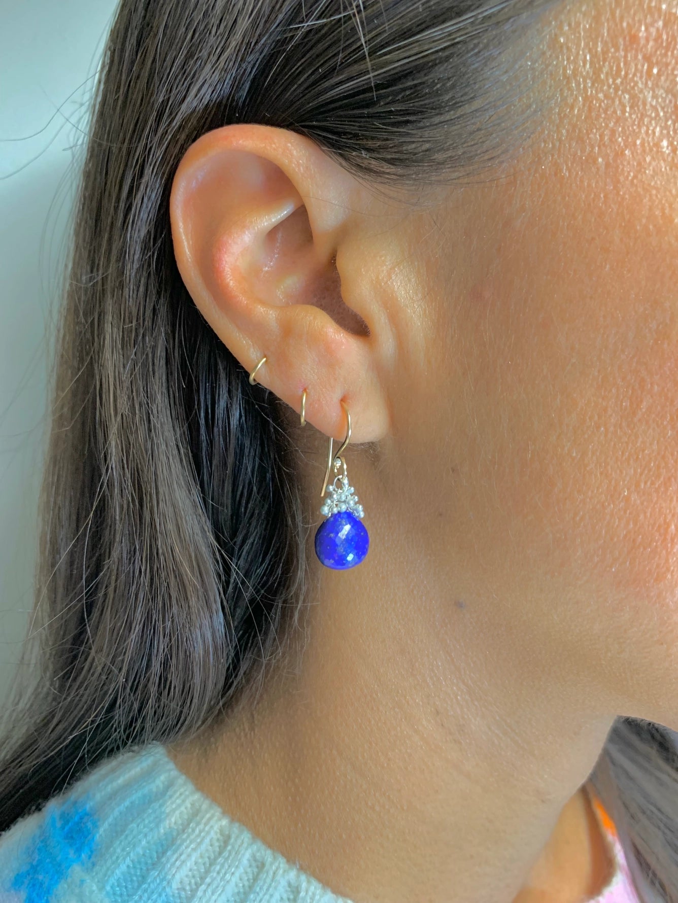 Lapis Lazuli Caviar Dew Drop Earrings