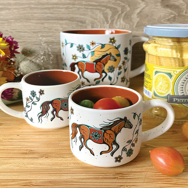 Ceramic Espresso Mugs (Set of 2) - Horses (Bebezhigooganzhii)