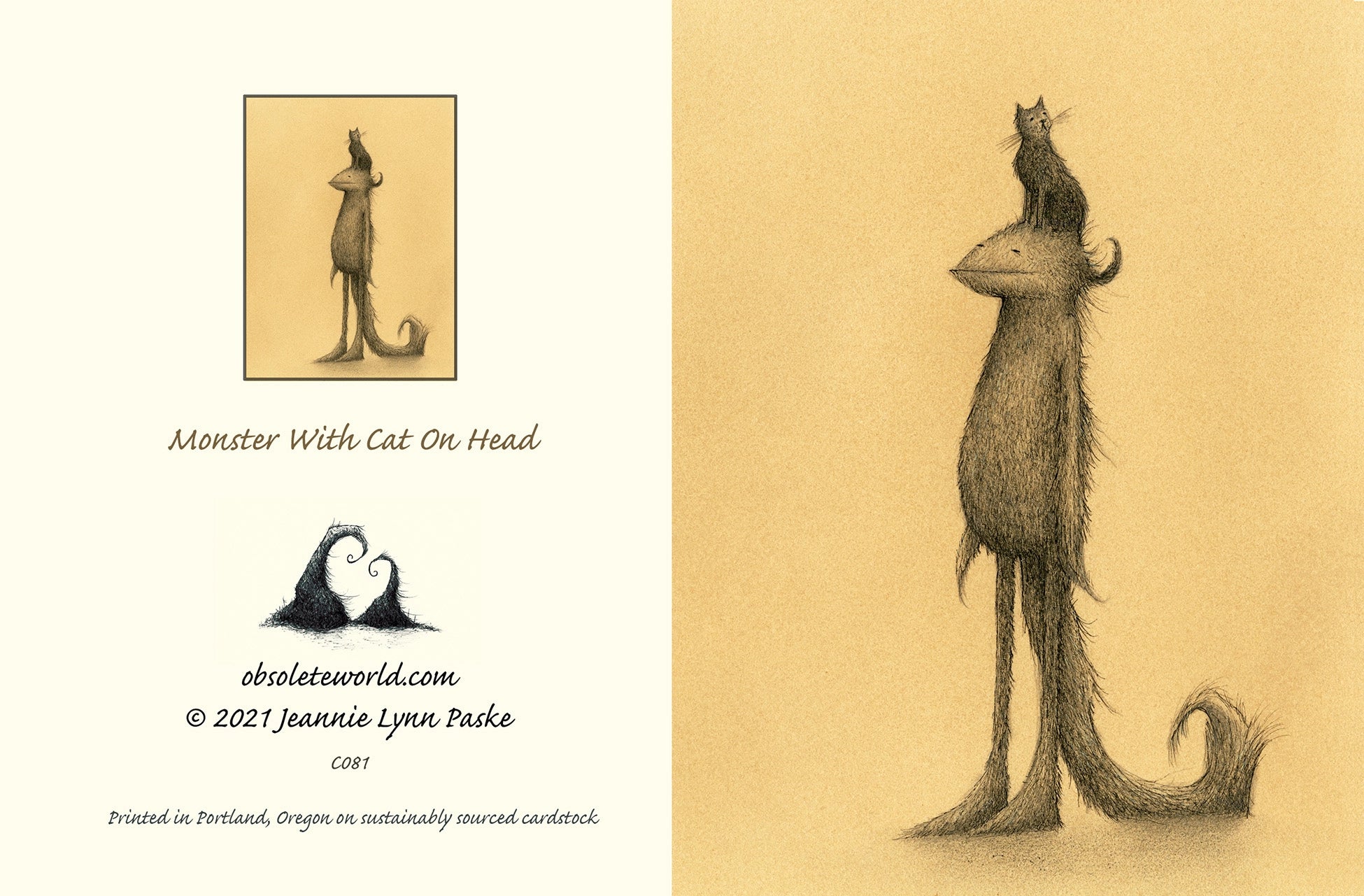 Monster With Cat on Head Card