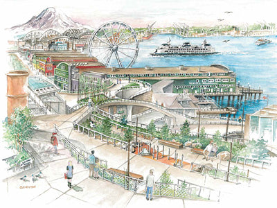 The Overlook Walk, Seattle waterfront Greeting Card