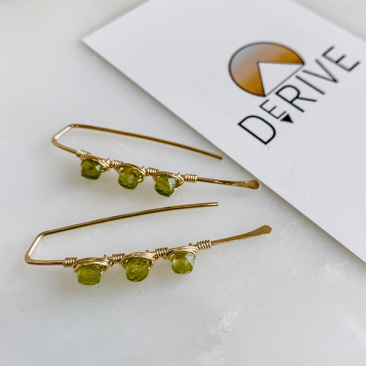 Triple Stone Threaders - Peridot