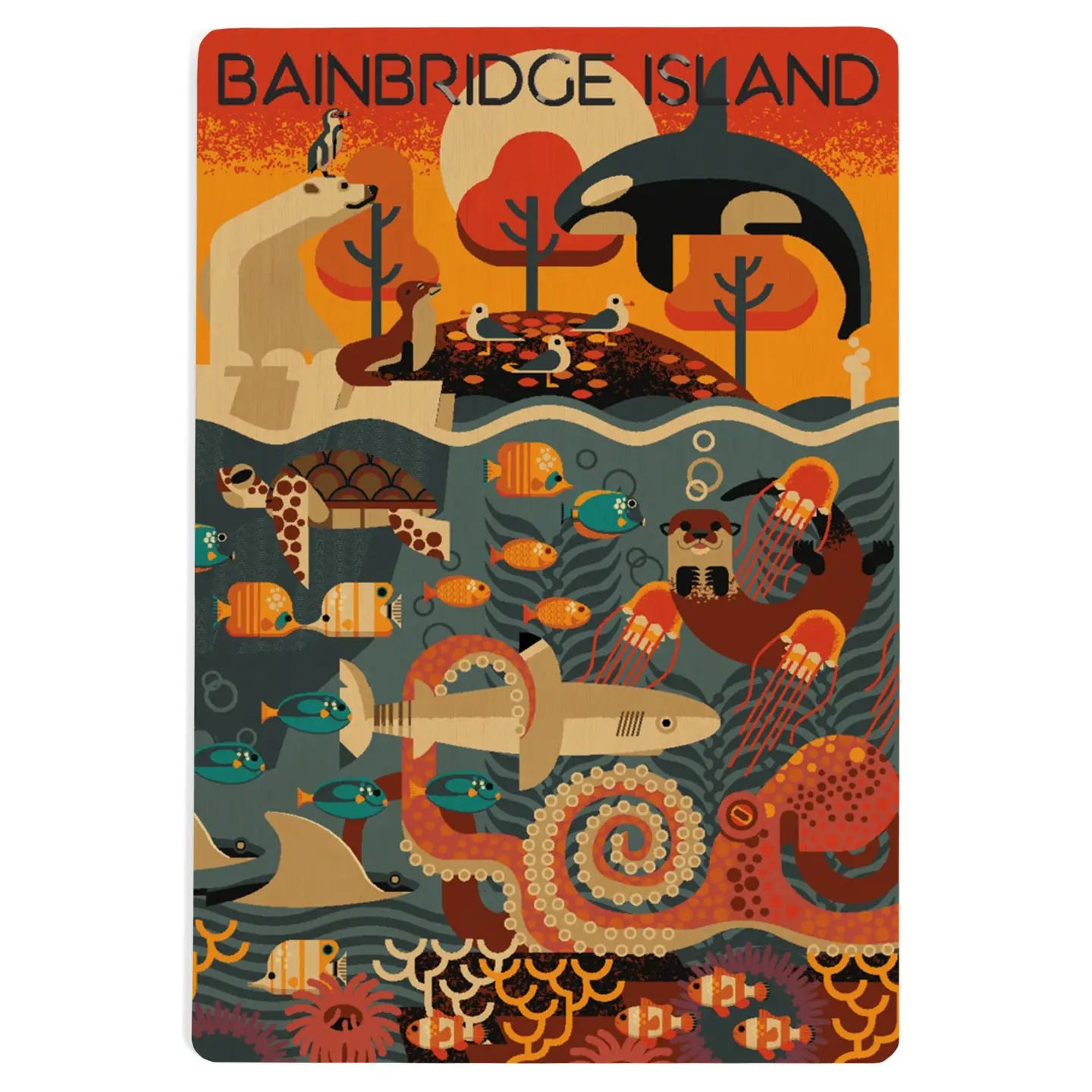Wood Postcard Bainbridge Island, Wa, Marine Geometric