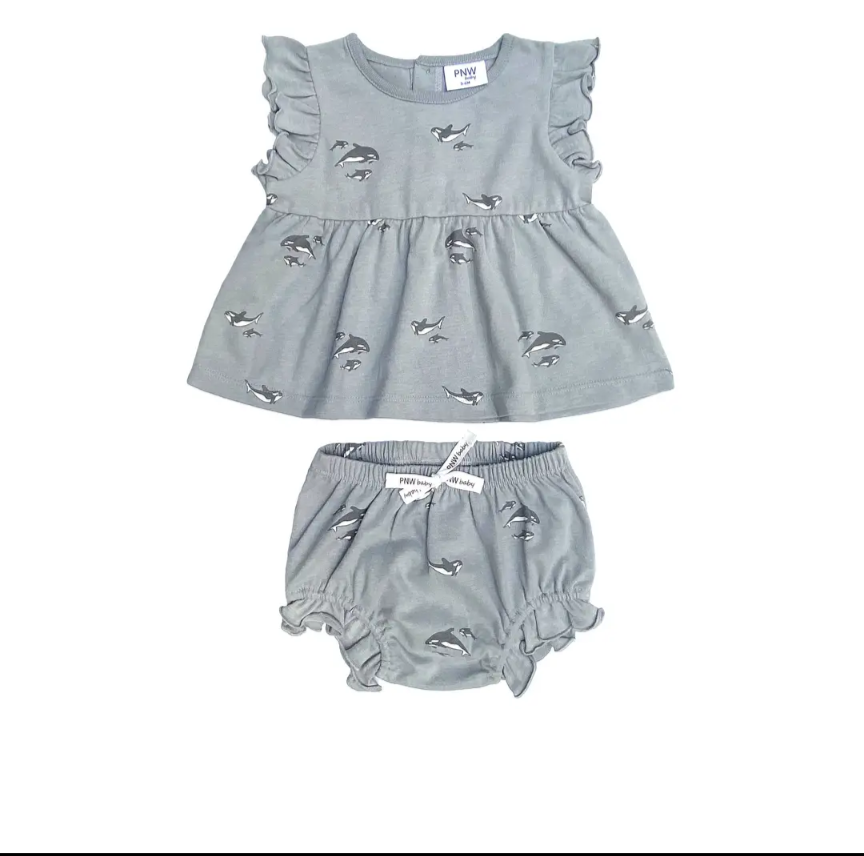 PNW Baby Tunic Bloomer set - Orcas