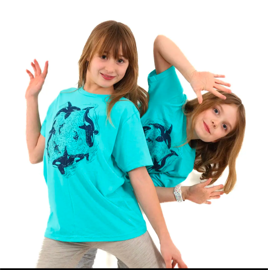 Orca Pod T-Shirt - Kids -Tahiti Blue
