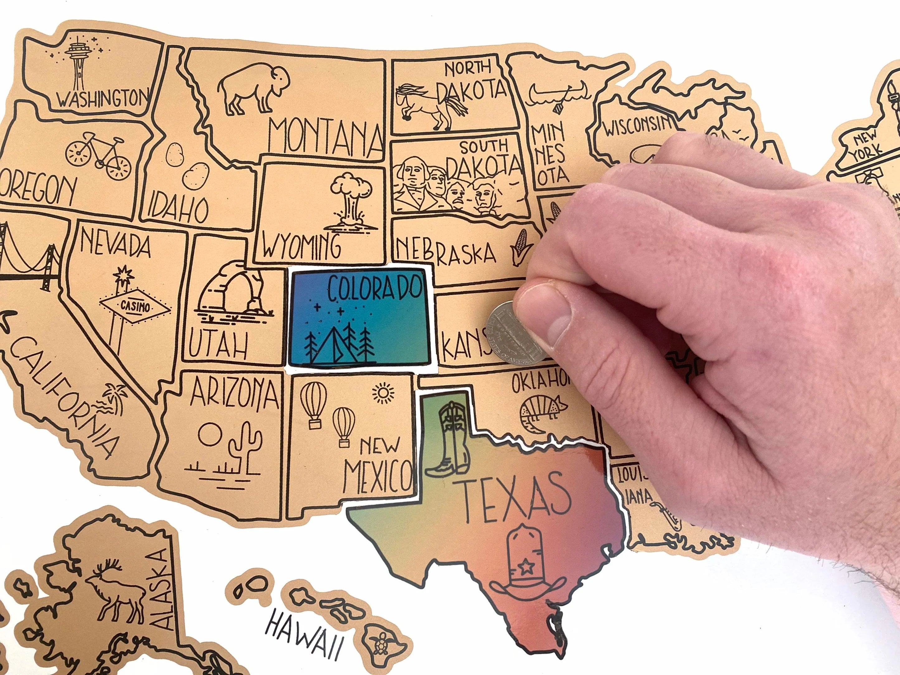 USA Scratch Off Map - Gold