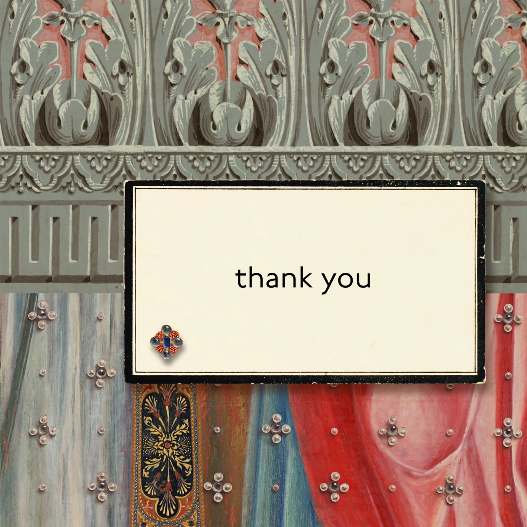 Thank-you notecard F (acanthus/pink)