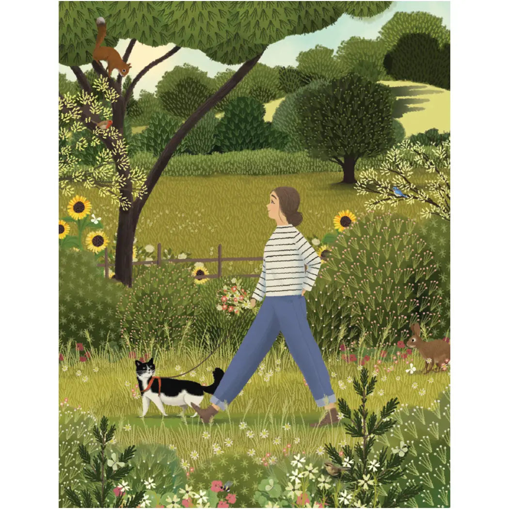 Walking the Cat Birthday Card
