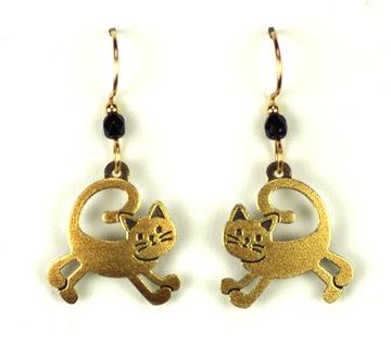 Cat Earrings with Black bead