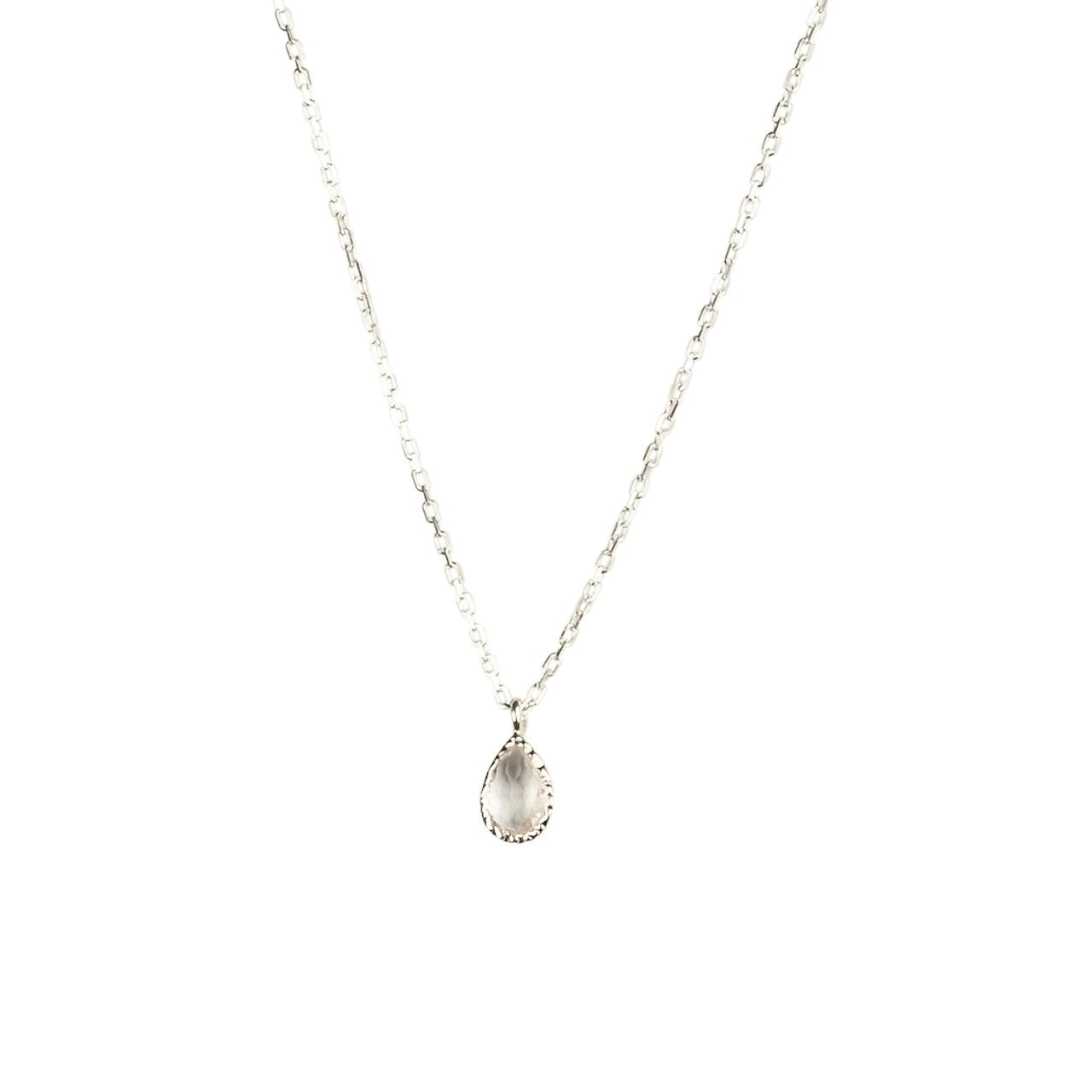 Teardrop Quartz Necklace in Silver