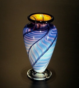Topaz Purple/Blue Feathered Vase 14"