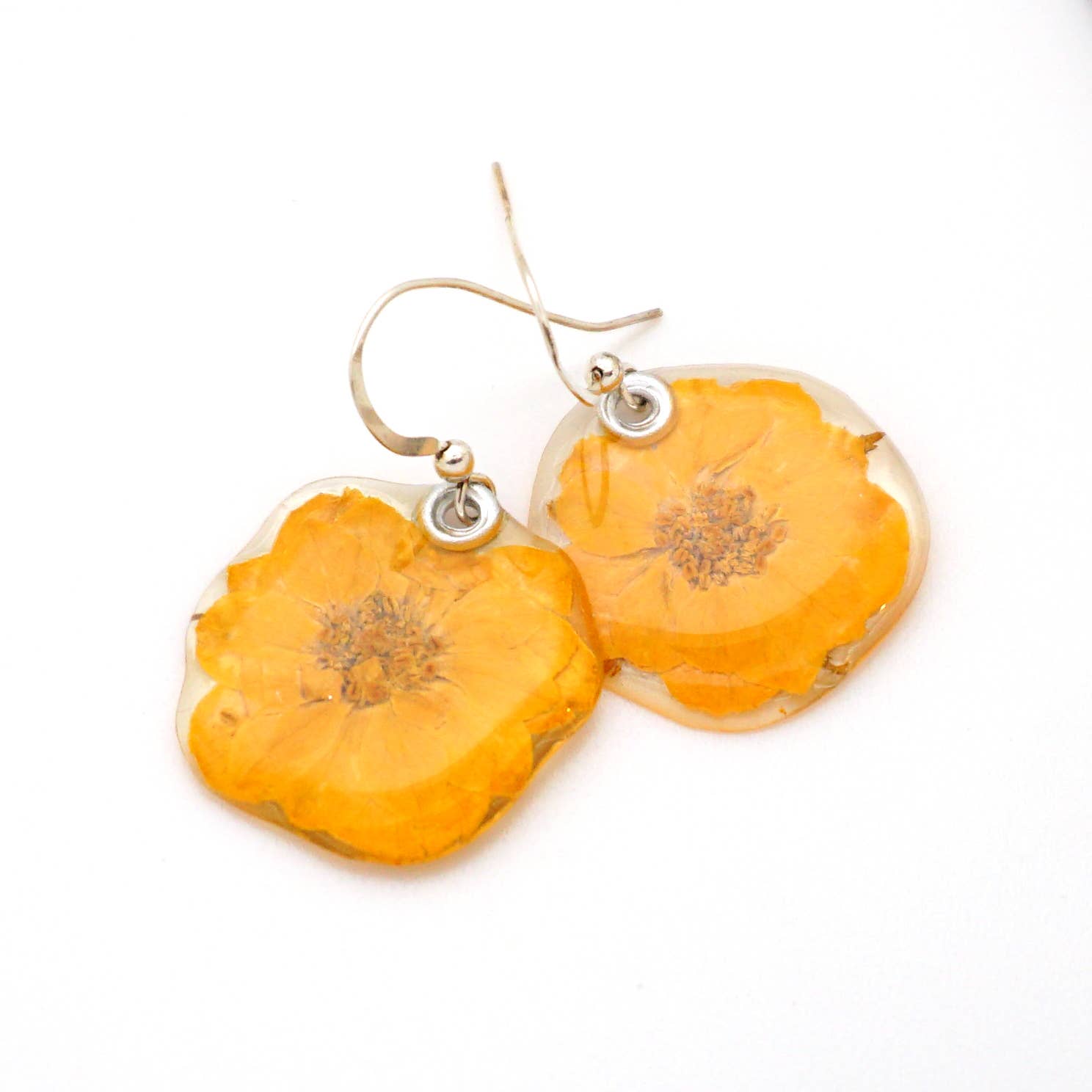 Miniature Yellow Rose Flower Earrings