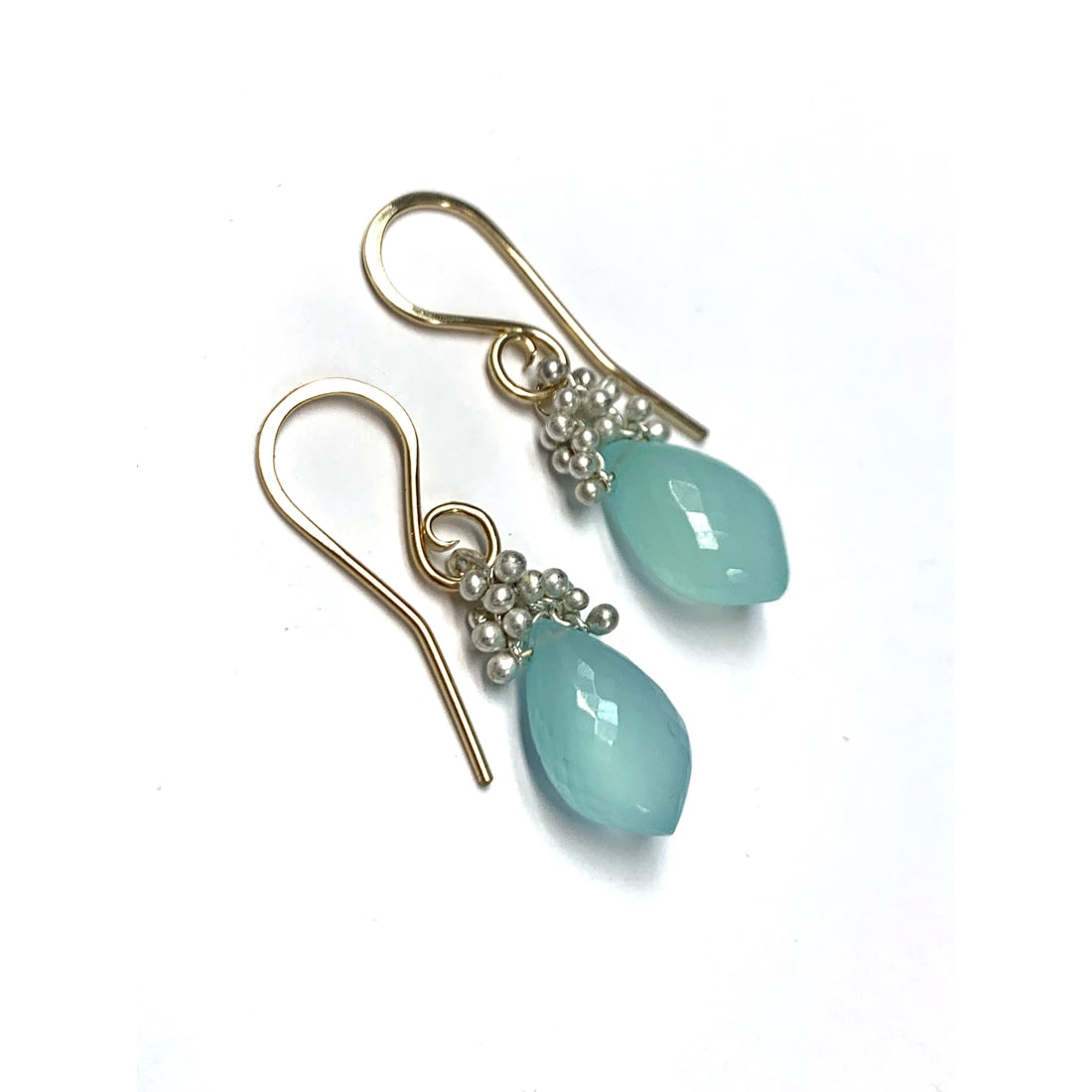 Chalcedony Caviar Dew Drop Earrings