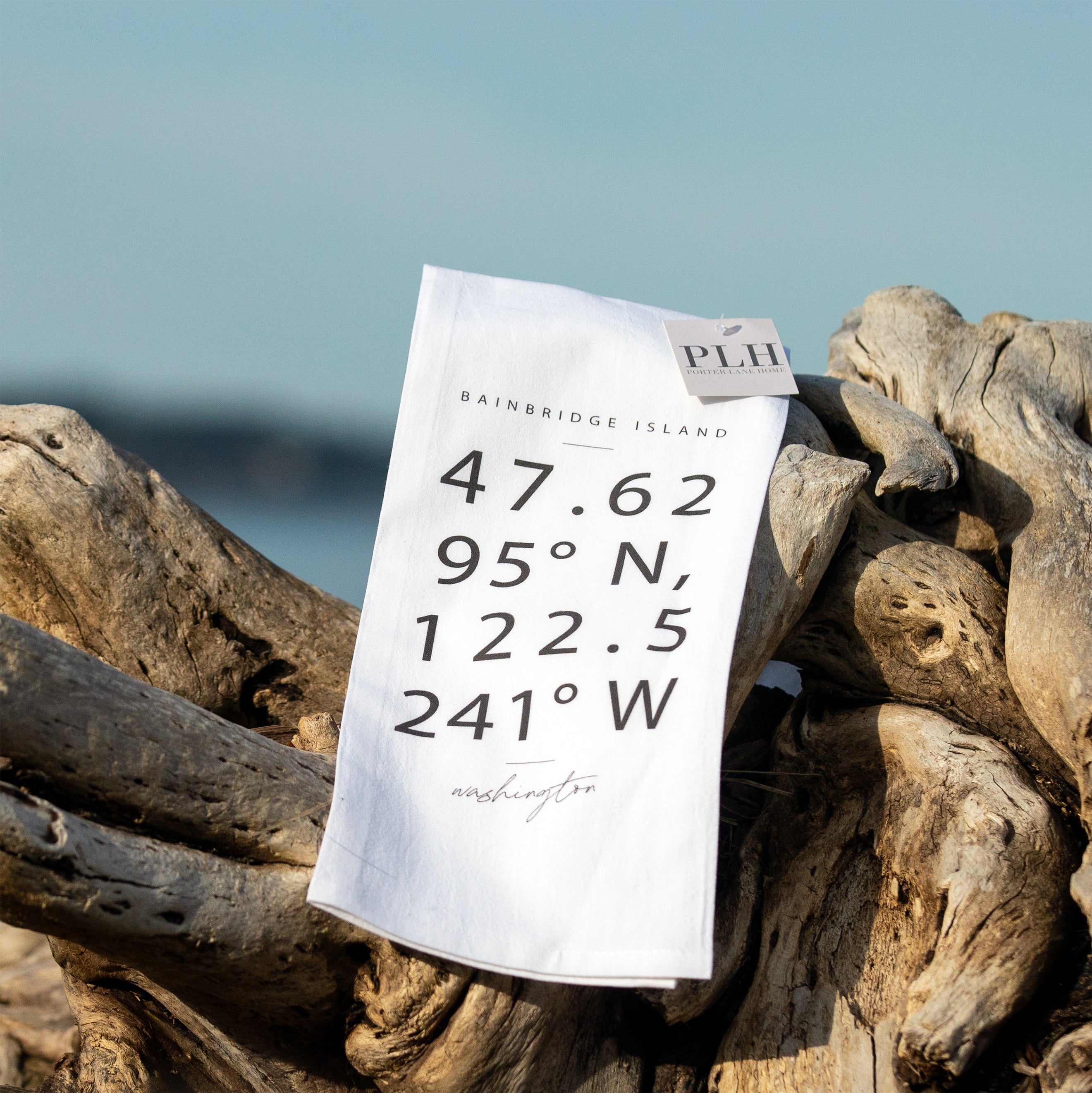Bainbridge Island Latitude/Longitude Tea Towel
