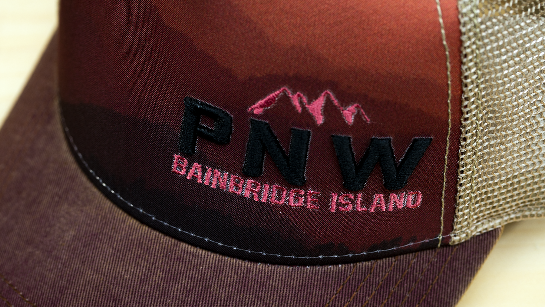 Bainbridge PNW Mountain Sunset Trucker Hat