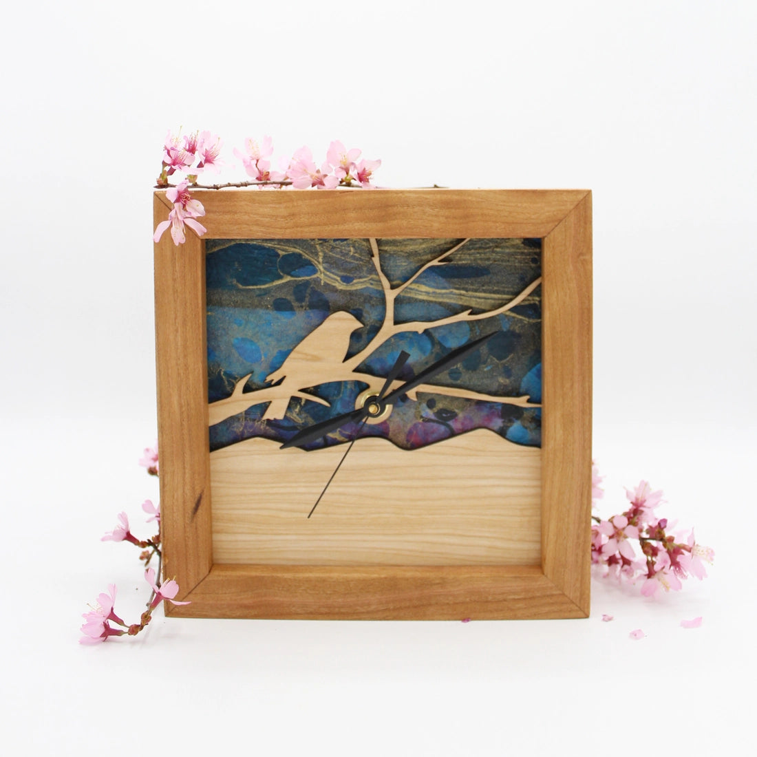 Bird on a Branch Azure Sky, Box Clock